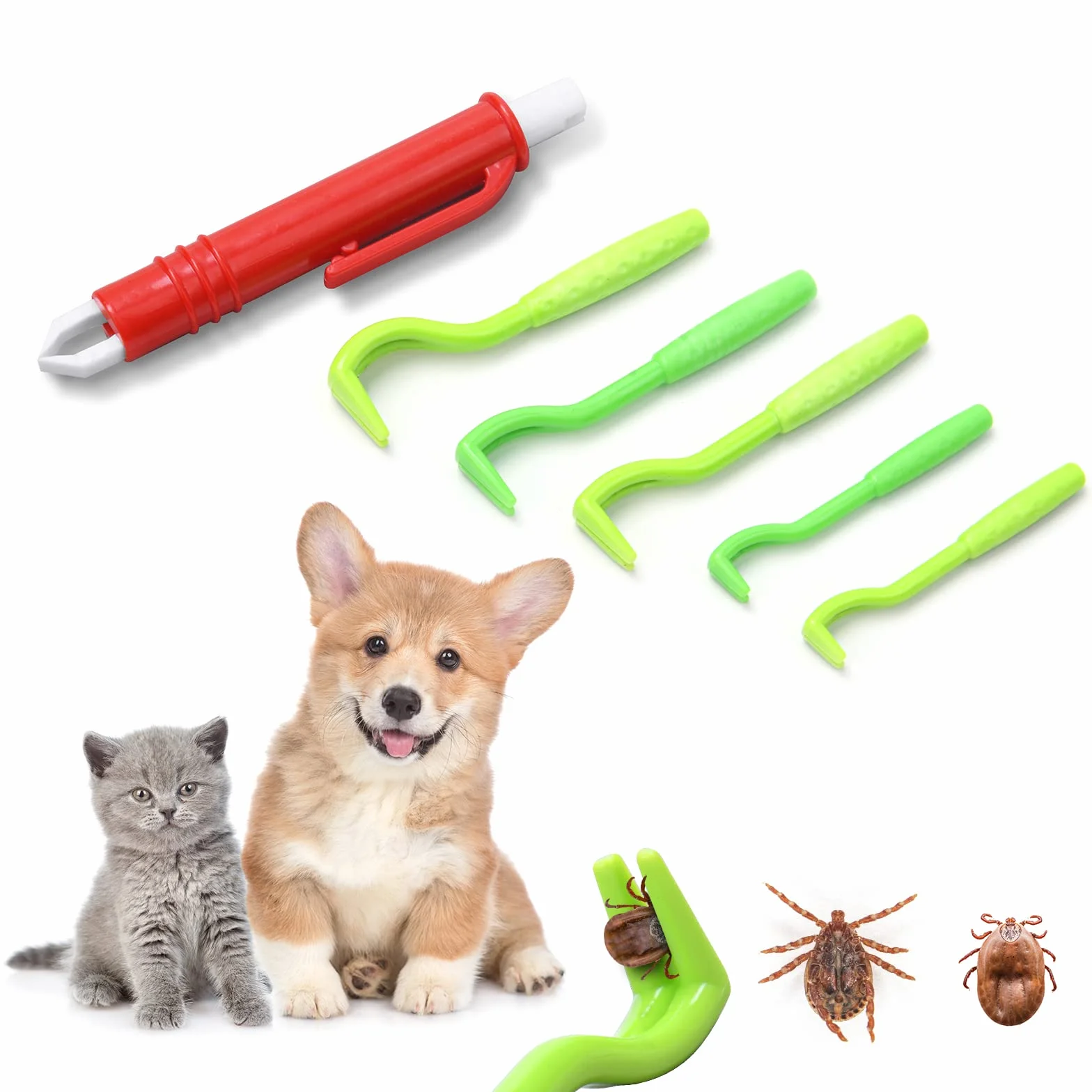 Pince à Tique pour Chiens 6PCS Crochet Anti Tiques Plastique