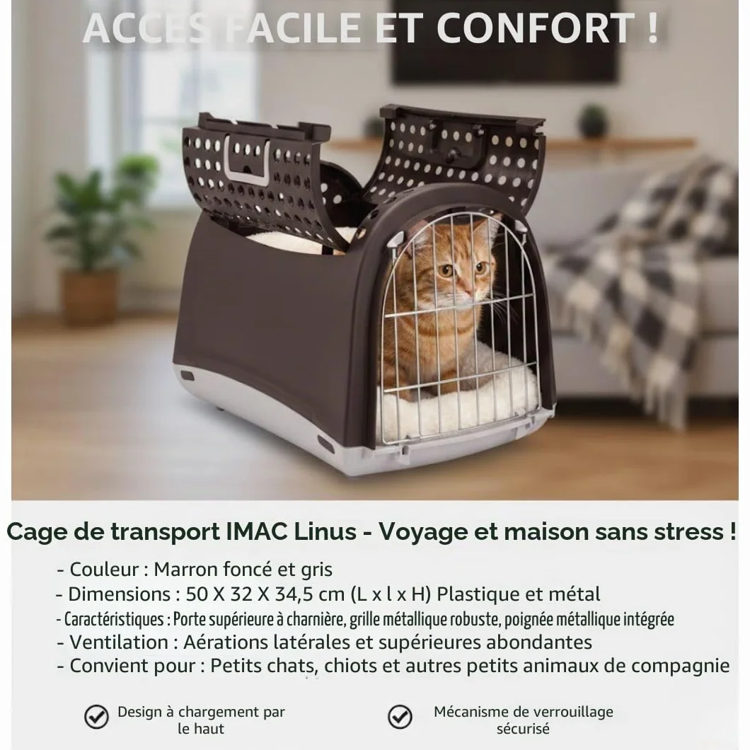 Tiendanimal Cage de Transport au Design Unique avec Porte supérieure pour Noir