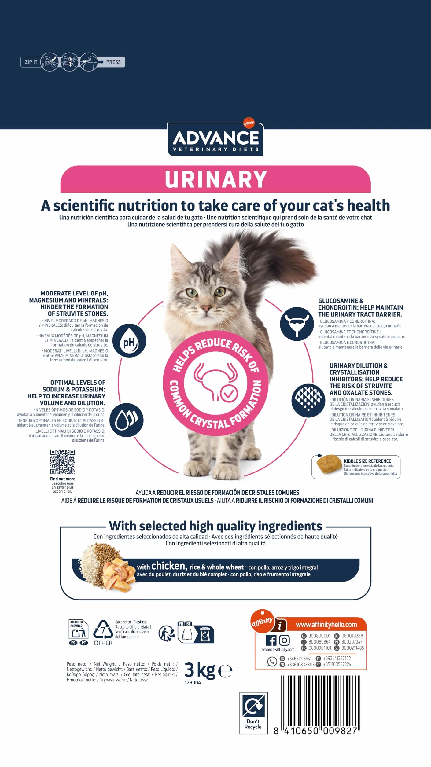 Advance Veterinary Diets Urinary - Croquettes pour Chats pour la Protection de l'appareil urinaire - 3kg