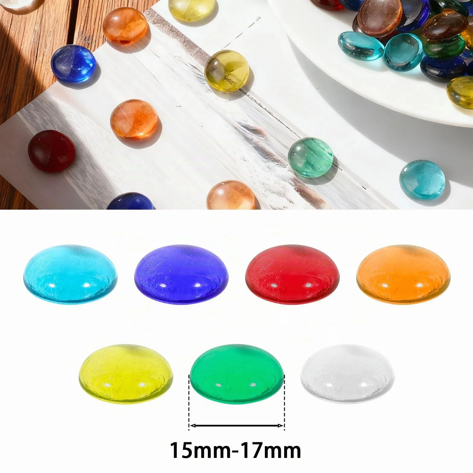 Billes plates 15-20 mm 210 pièces 900 g décoratives aquarium vase plantes DIY