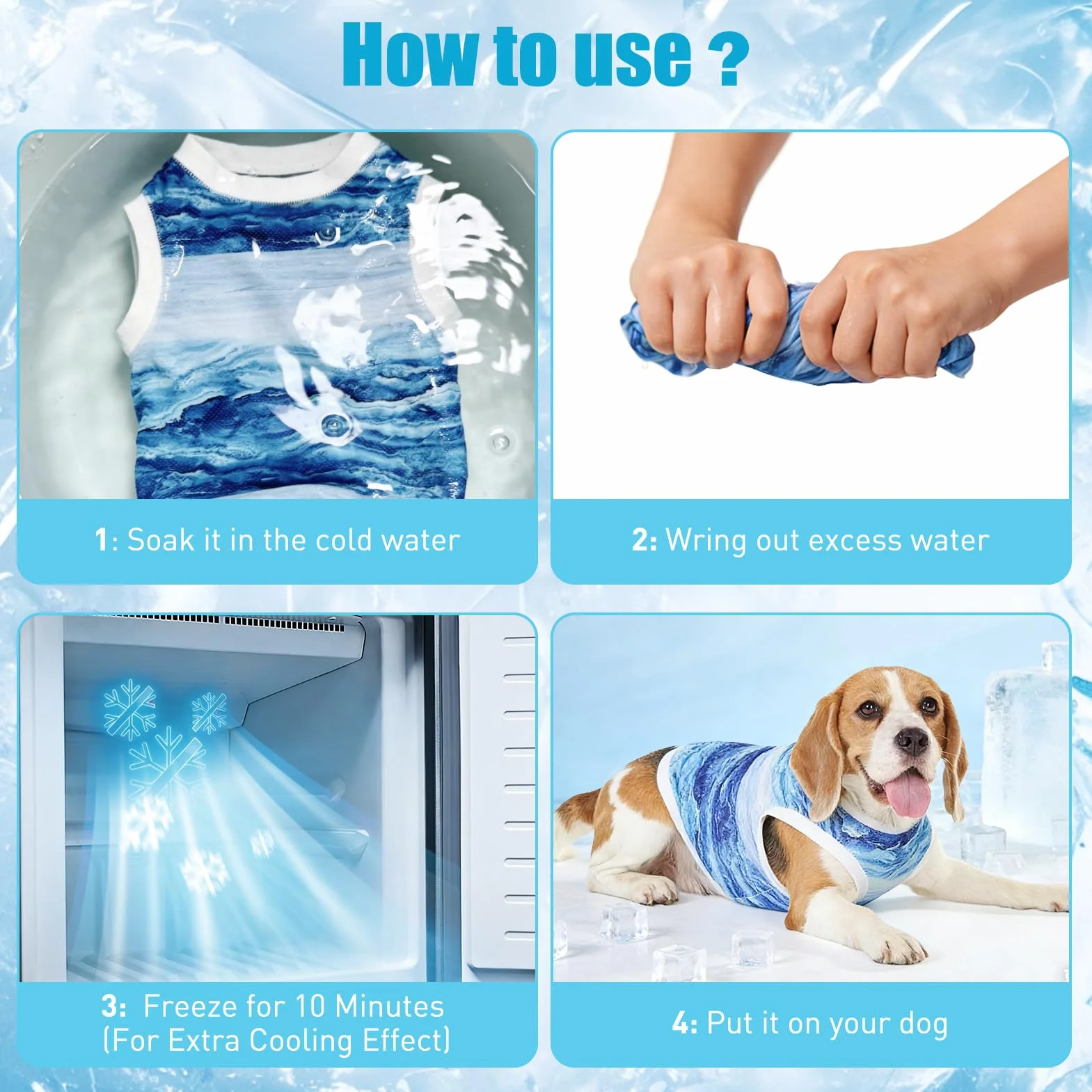 Gilet Rafraîchissant pour Chien Respirant Manteau Rafraichissant Chien Doux Confortable Gilet de Refroidissement pour Chiens Petite Moyenne Taille Bleu-M