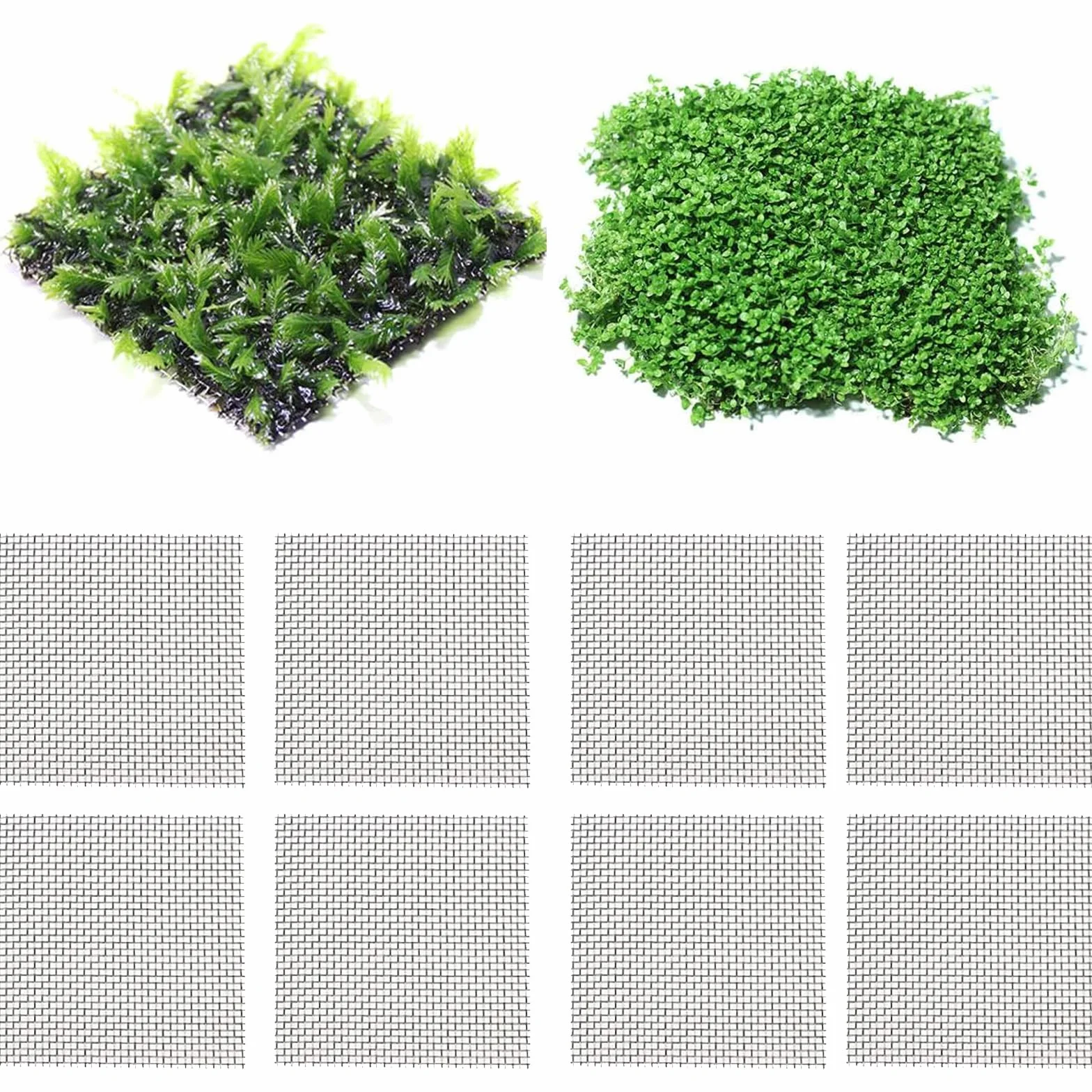 Mousse Plante Aquatique Décoration 14 Pièces 8x8 cm Grillage Fin Acier Inoxydable Maille Fine Aquarium