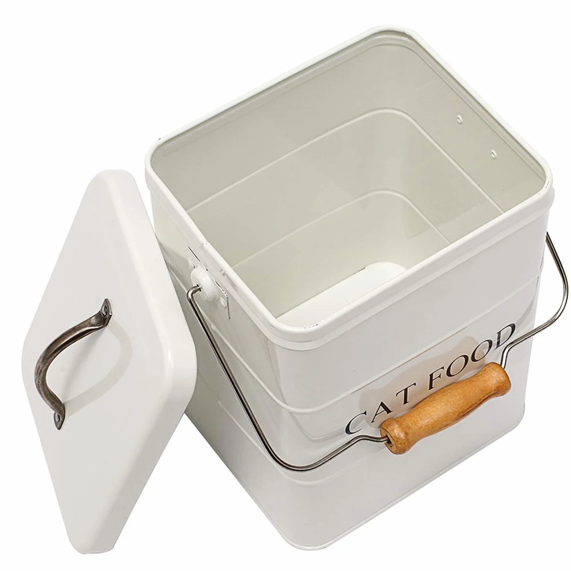 Geyecete Boîtes de Rangement Nourriture Animaux hermétiques Acier Carbone 6L Blanc