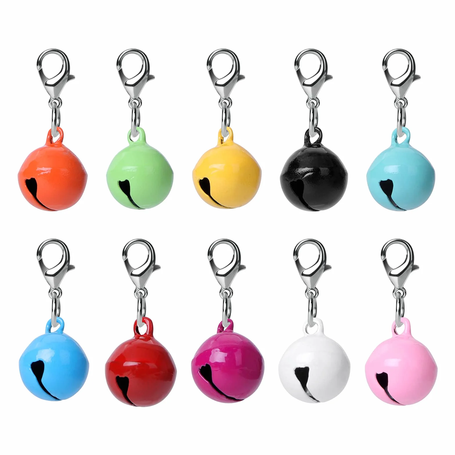 Molain Lot de 10 clochettes colorées pour collier chat chien, avec fermoirs, accessoires animaux
