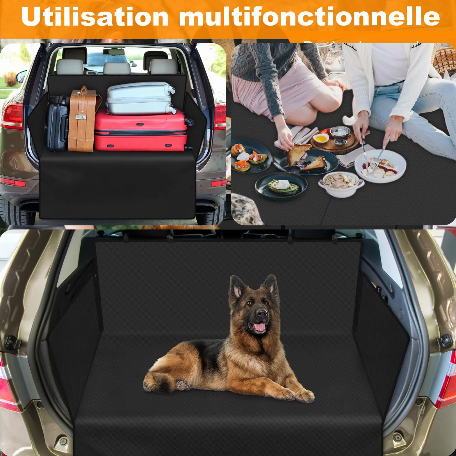 Protection Coffre Voiture Chien Universelle avec Protection Latérale, Housse Imperméable Résistant aux Rayures pour Voiture Camion SUV