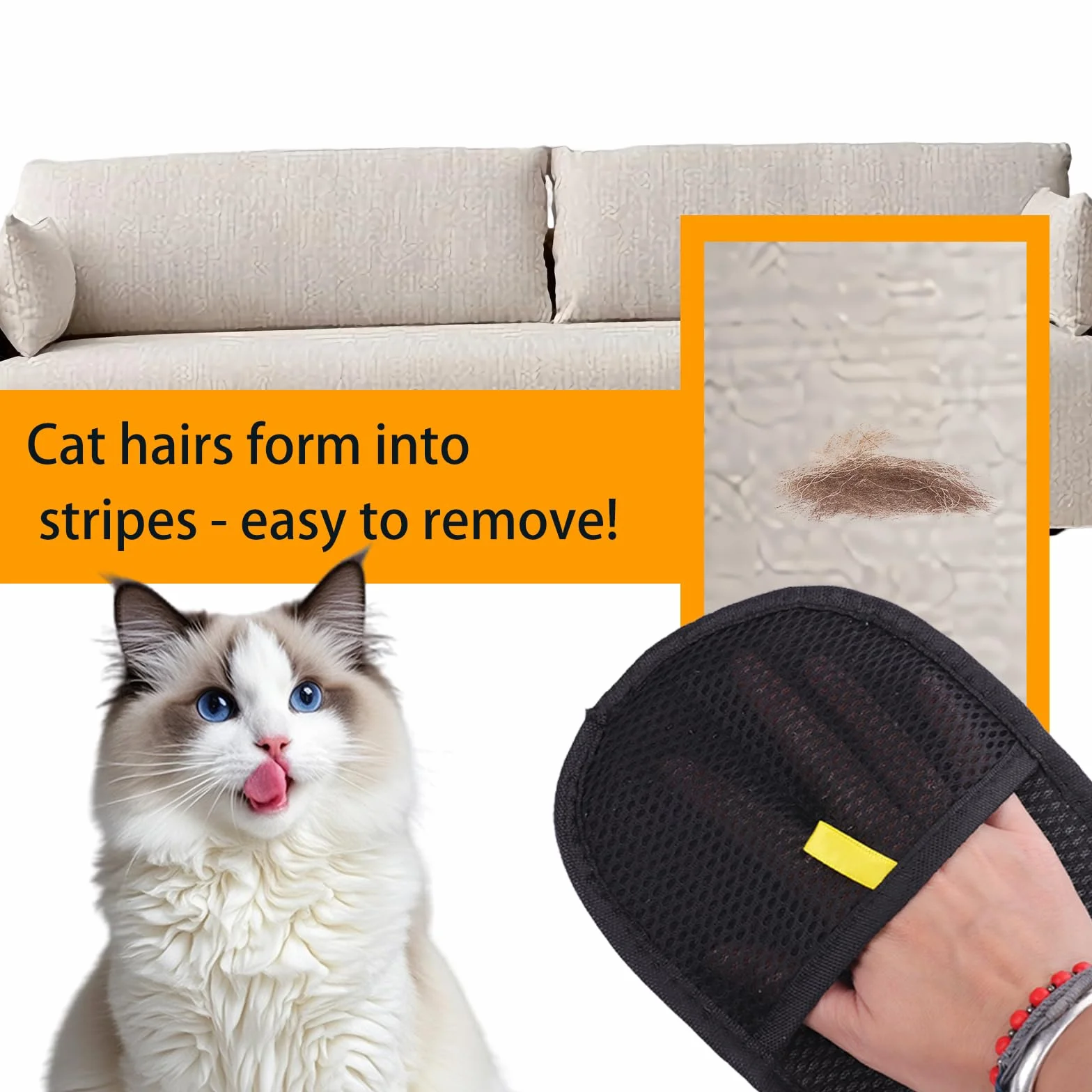 Gants de toilettage pour Chat, Gant Anti Poils Animaux, Gant Ramasse Poils Animaux, Gant de Retrait de Poils, Pet Hair Remover Gloves