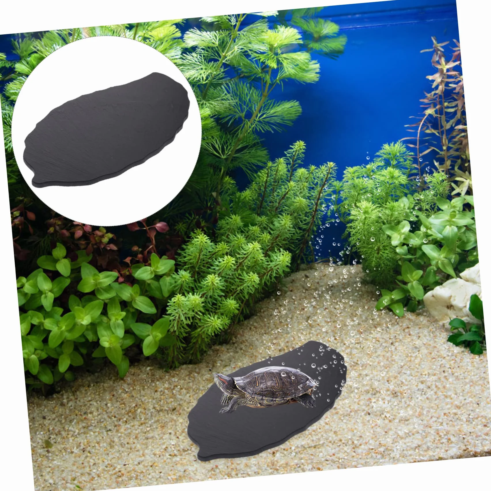 YARNOW Plateforme Tortue Rochers Noirs Multifonctionnelle Résistante usure Support Repos Aquarium Habitat Domestique