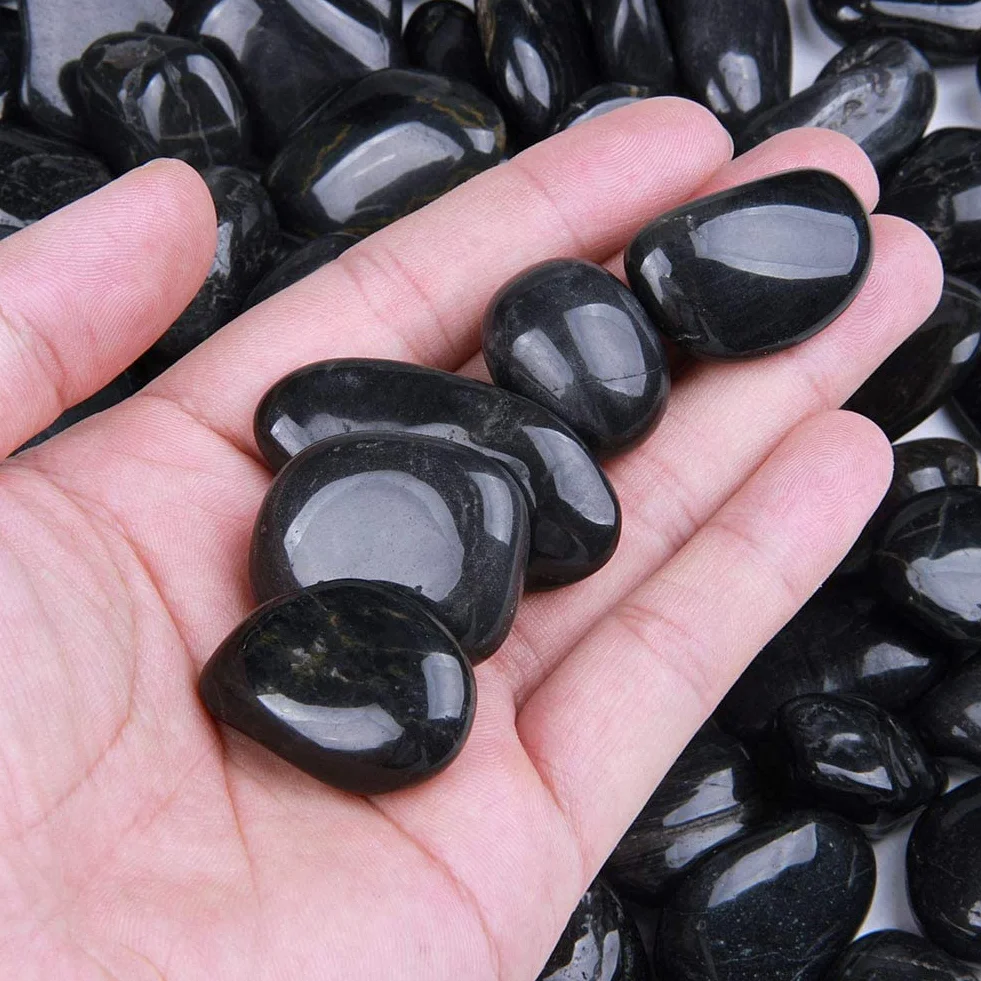 Galets Naturels Noirs 1kg Pierres de Rivière Polies Décoratives pour Aquarium Plantes Bambou Vase Jardin