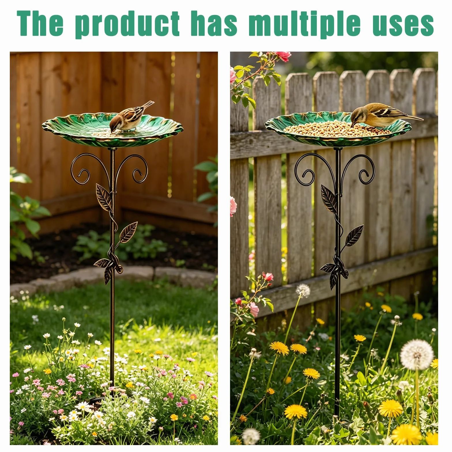 Bain d'oiseaux pour Extérieur 25,5CM avec Base Stable à 4 Branches