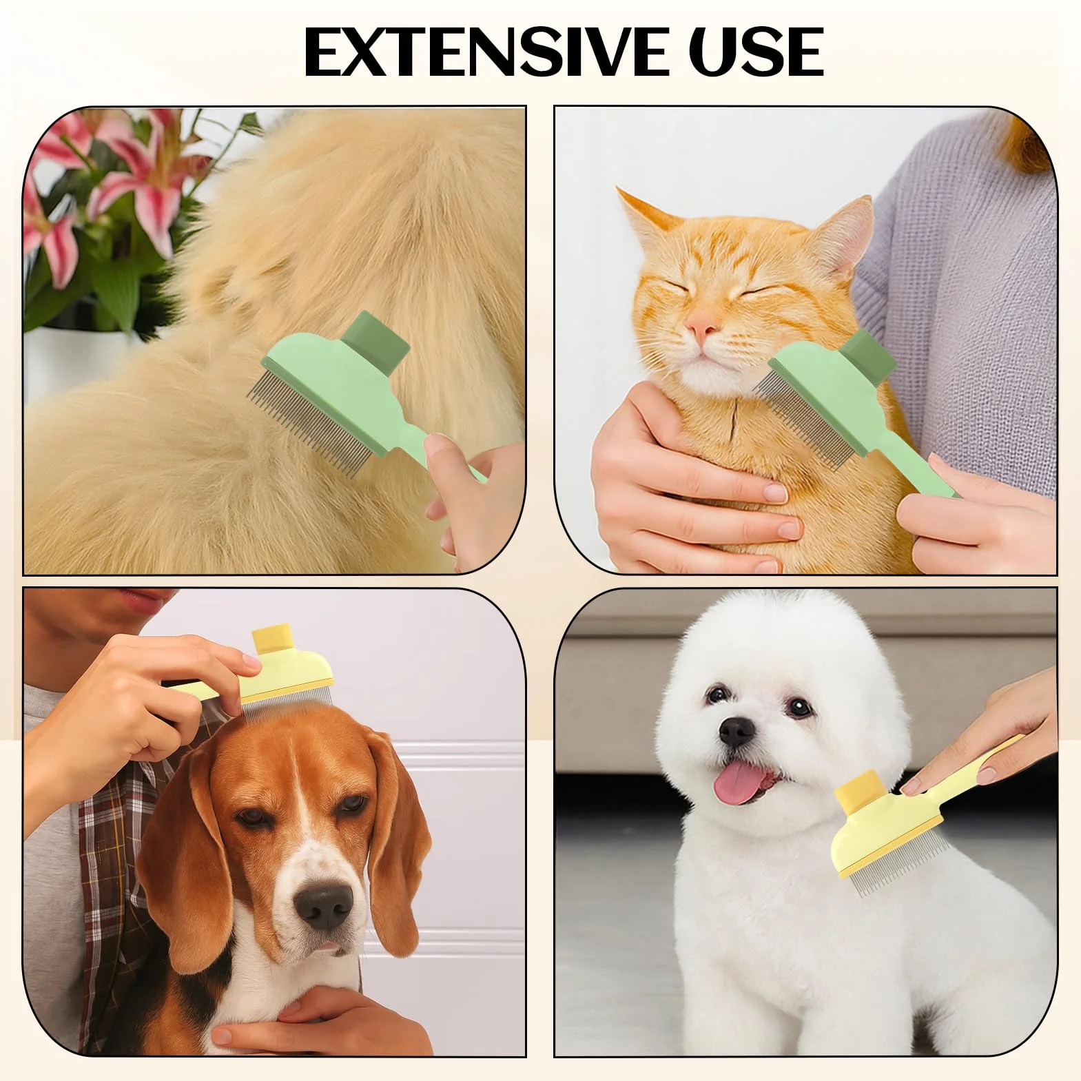 Brosse auto-nettoyante pour chat et chien, lot de 2, BONSELEM