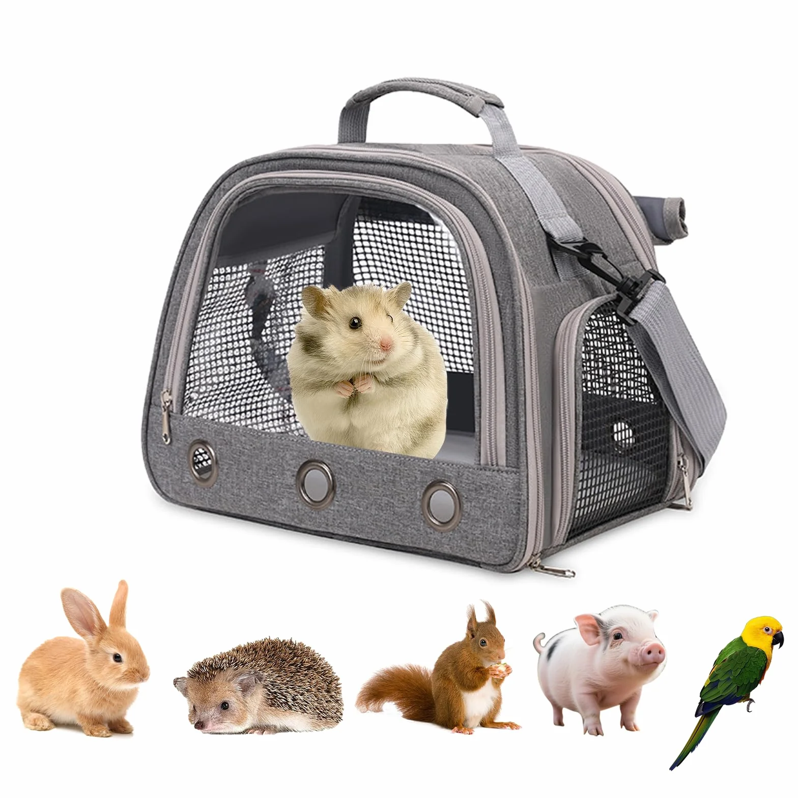 Sac de Transport pour Petits Animaux 35x25x23cm Cage Portable Oiseau Rongeurs