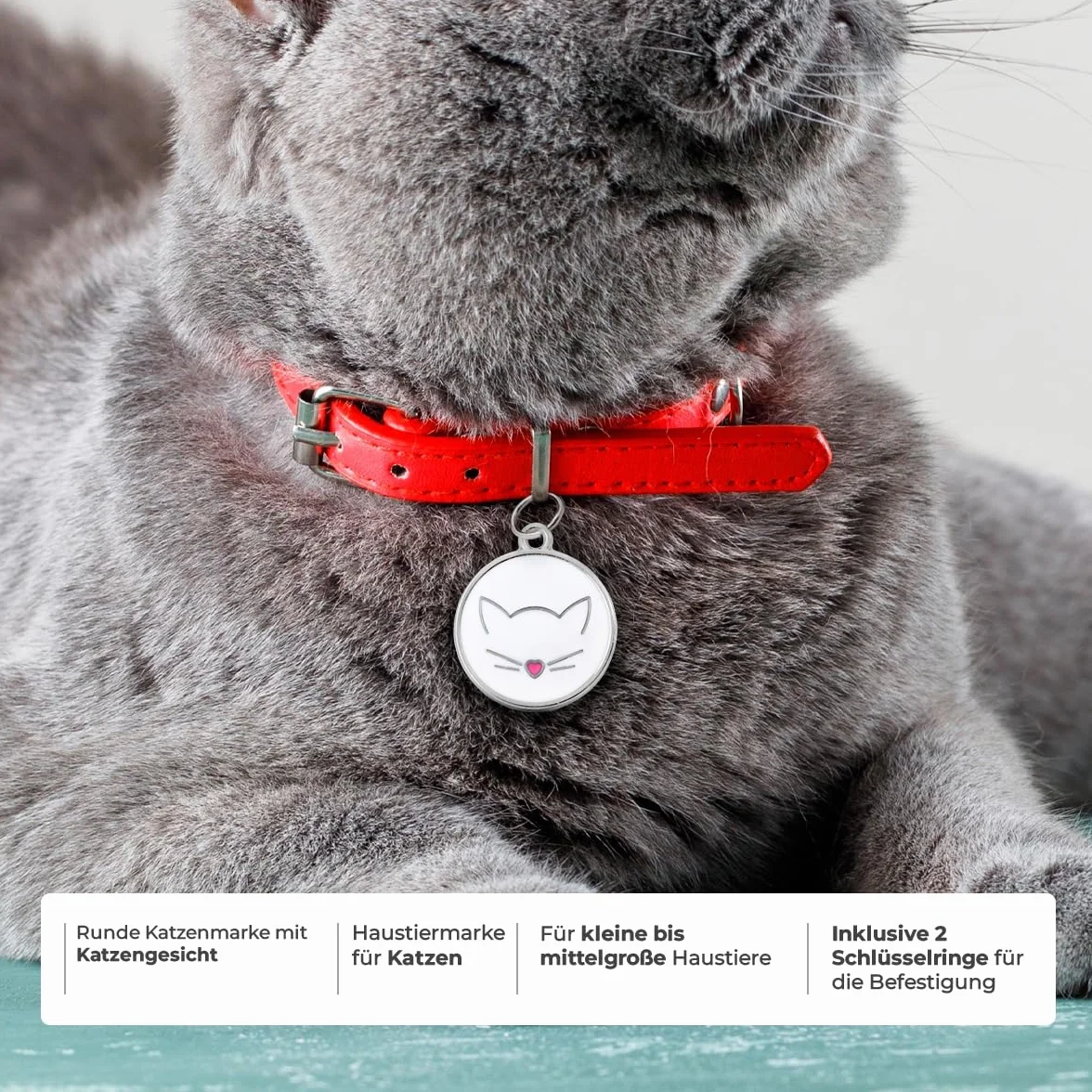 Médaille Chat Personnalisée Avec Gravure Pour Tous Les Âges - En Forme de Tête de Chat (Blanc)