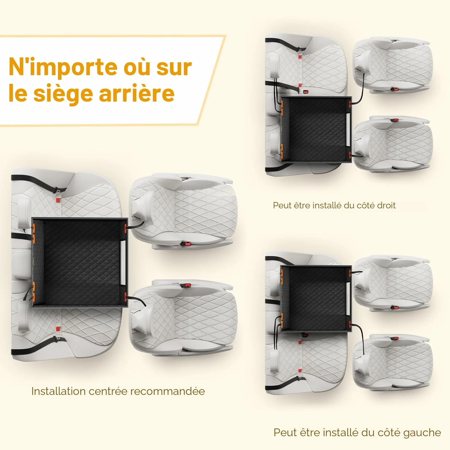 Pecute Siège Auto Chien XL 70x61 cm Coussin Cuir PU Rabattable Fond Rigide Anti-Affaissement Facile à Nettoyer Protection Banquette Arrière
