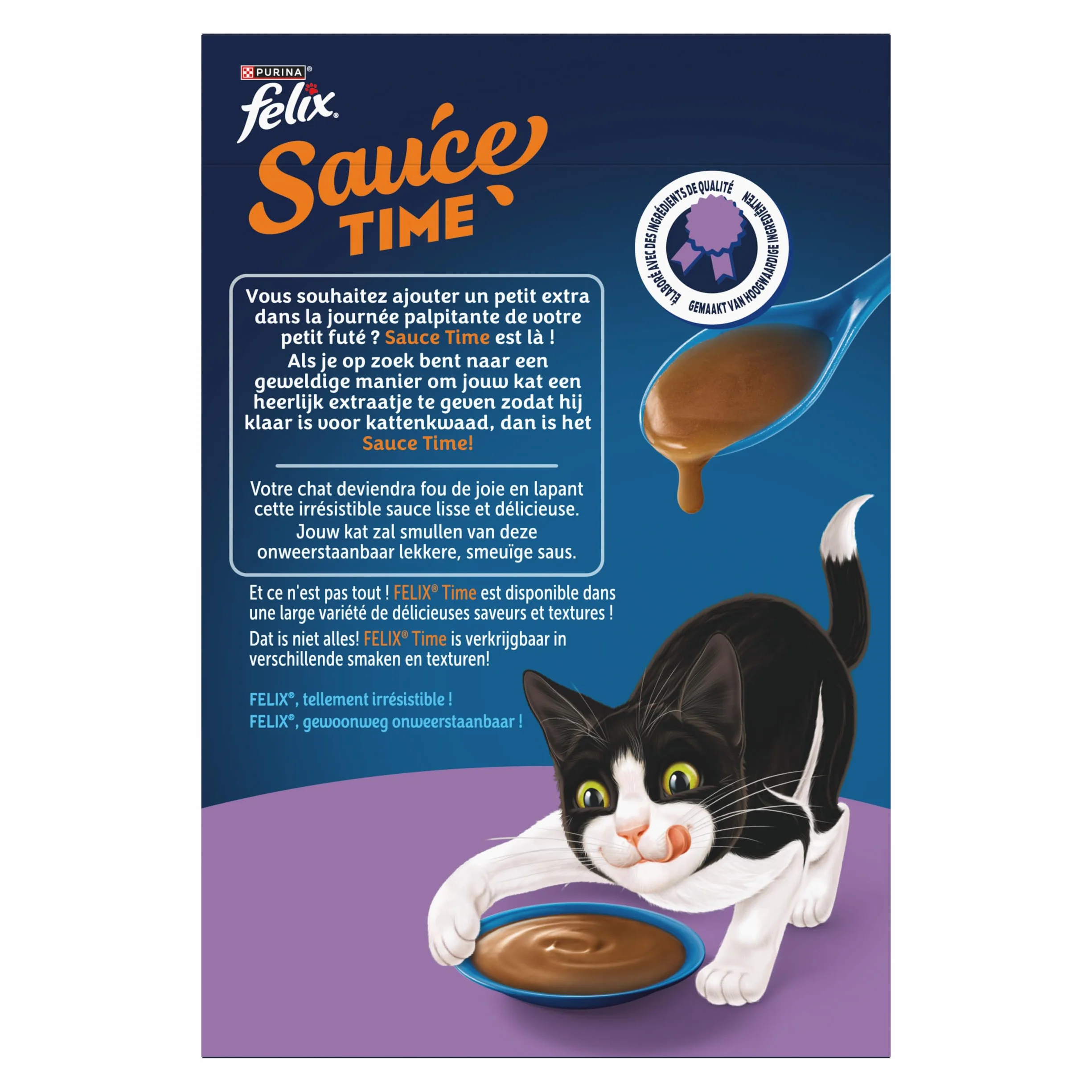 Felix Sauce Time Aliment Complémentaire Sauce Irrésistible Chat Adulte Poulet Saumon Sachets Fraîcheur Lot de 8 Boîtes de 6 x 40g