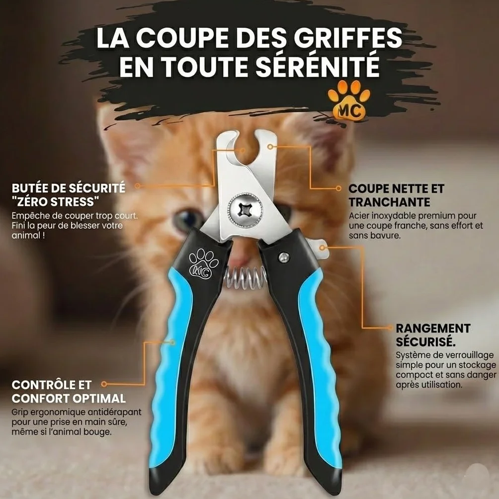 Coupe-Griffes Chien Chat Lapin Silencieux avec Lime à Ongles Incluse - Acier Inoxydable Antirouille
