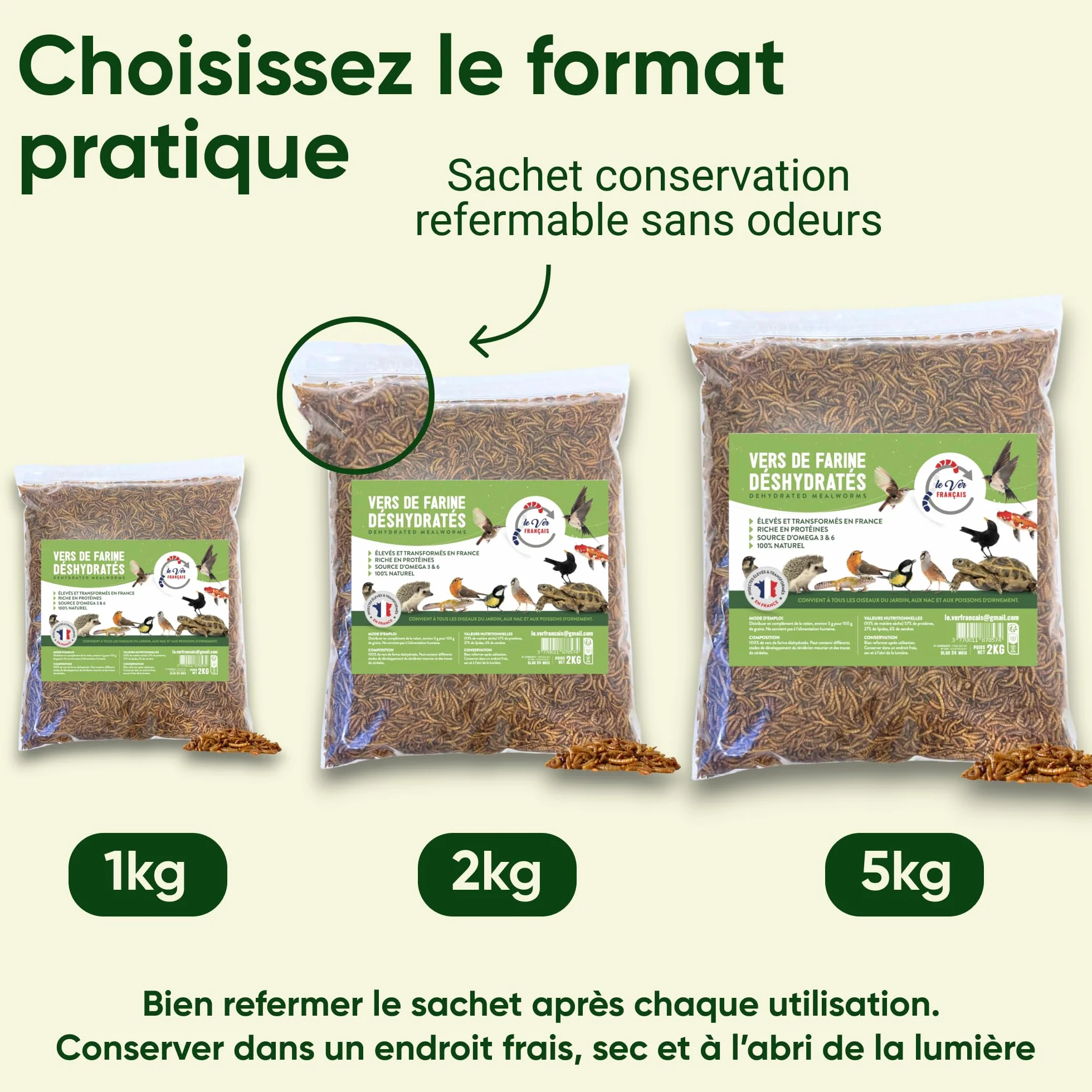 Vers de Farine 2kg Nourriture pour Poules Riche en Protéines 55% 100% Naturelle France