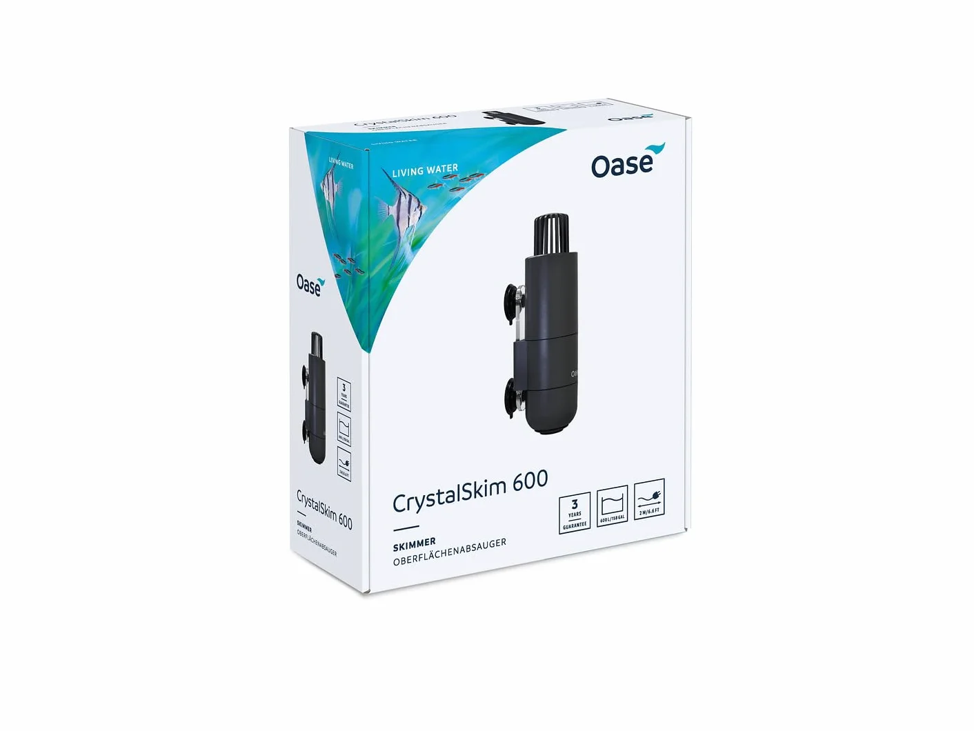 Oase CrystalSkim 600, Surface Skimmer Aquarium de 600 litres, pour l'eau Douce et l'eau de mer, 4,5 W