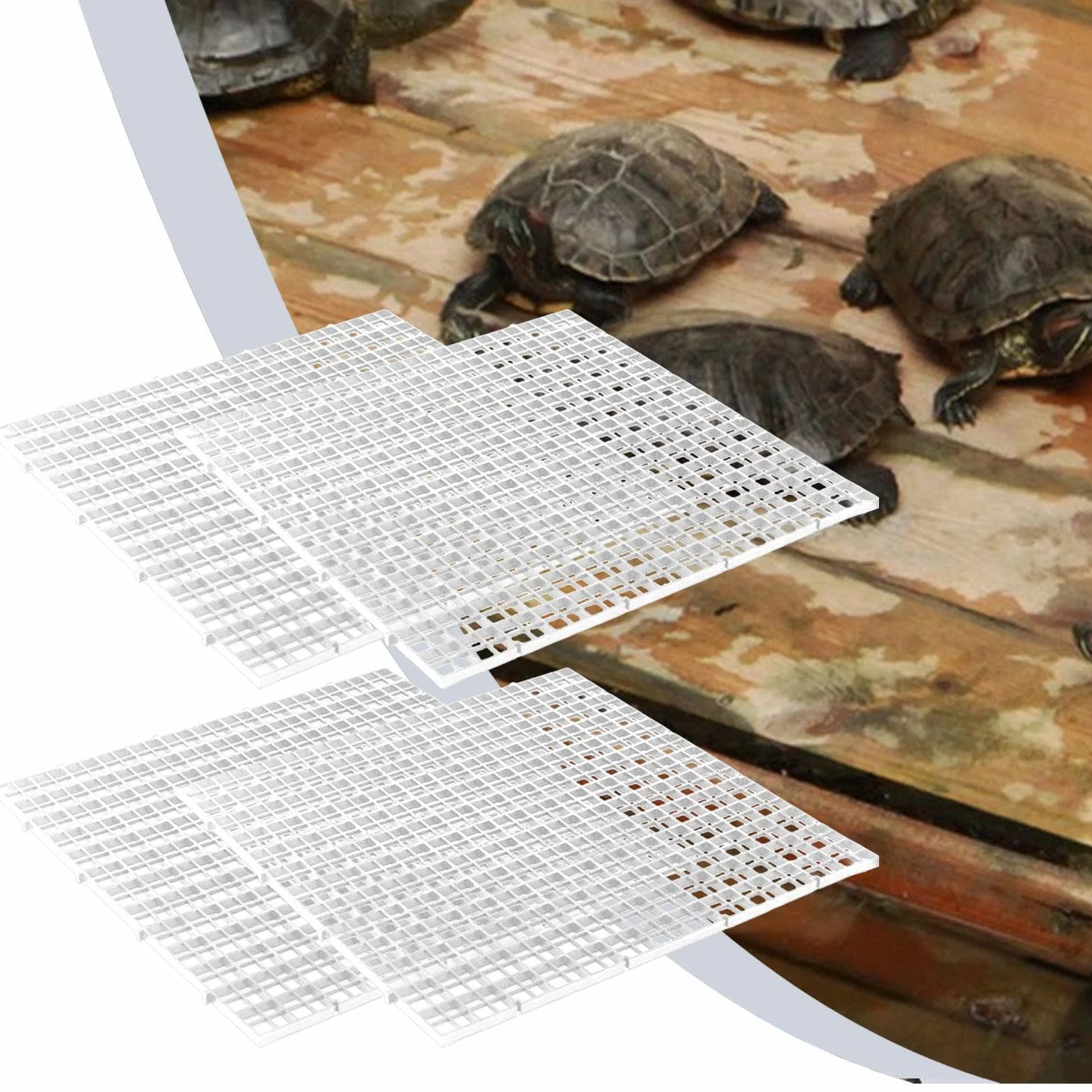 Couvercle d'aquarium Multifonctionnel 4 pièces Anti-Saut pour Tortues
