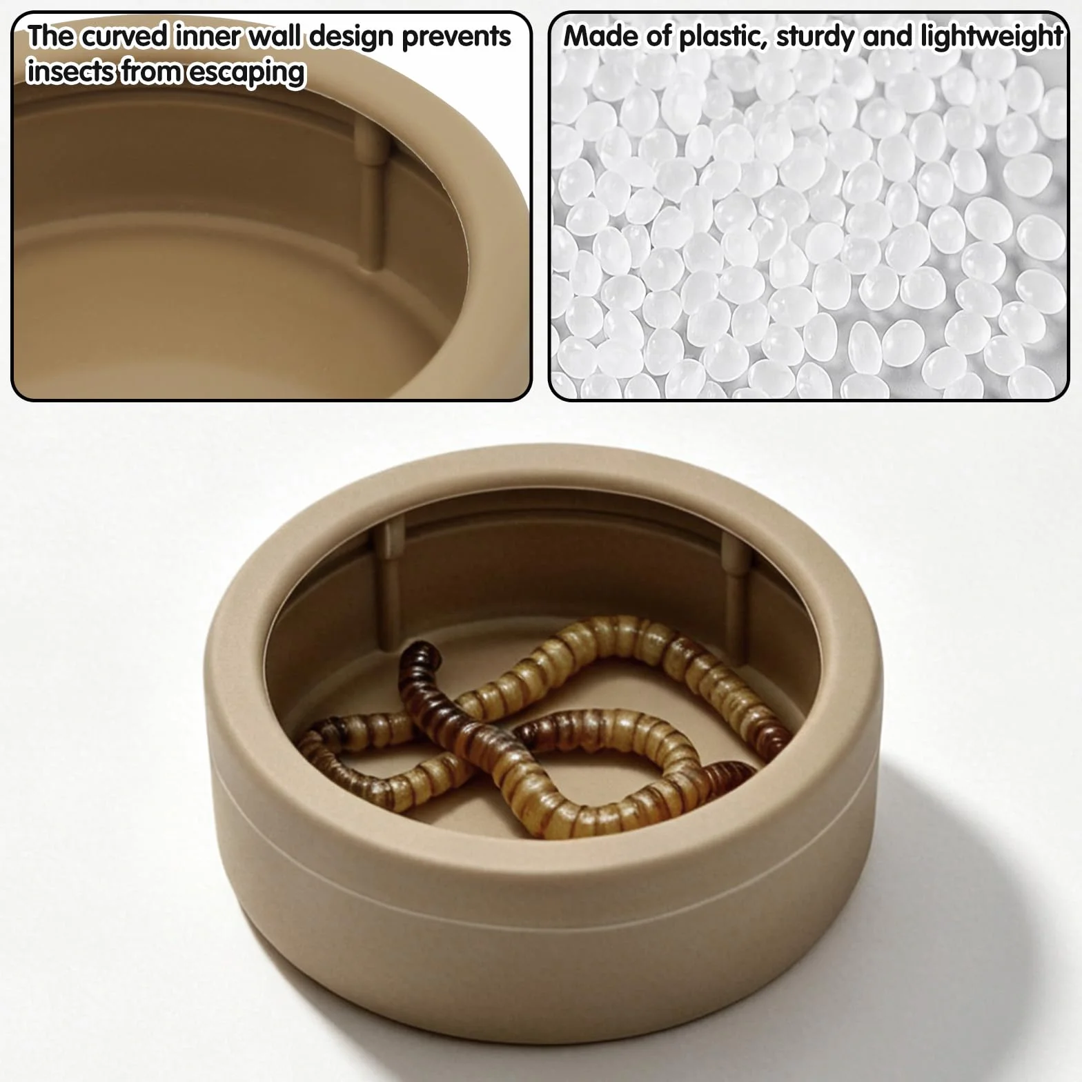 Gamelle Reptile Anti-Évasion Bol pour Vers Eau 2.83 in 3 Couleurs