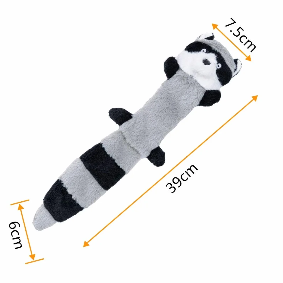 JOYELF Jouet en peluche pour chien qui couine, renard et raton laveur avec papier froissé
