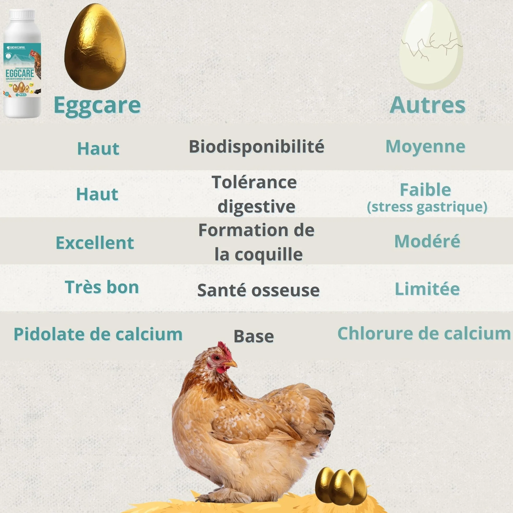 Eggcare Calcium pour Oiseaux 1 l avec minéraux et vitamines – Œufs sains et coquilles résistantes