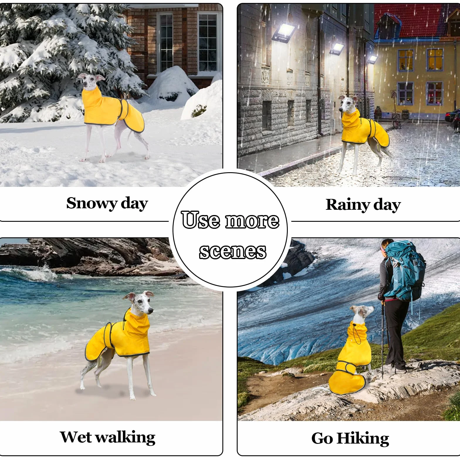 Manteau imperméable pour Chien Geyecete réglable léger avec Sangles réfléchissantes et Trou pour Harnais Jaune S