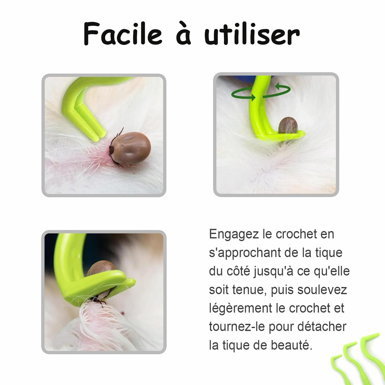 AUXHCYL Tire Tique Chien, 2 Pince à Tiques et 3 Tire Tic, Simple et sûr Pince a Tique pour Chat, Chien et Humains