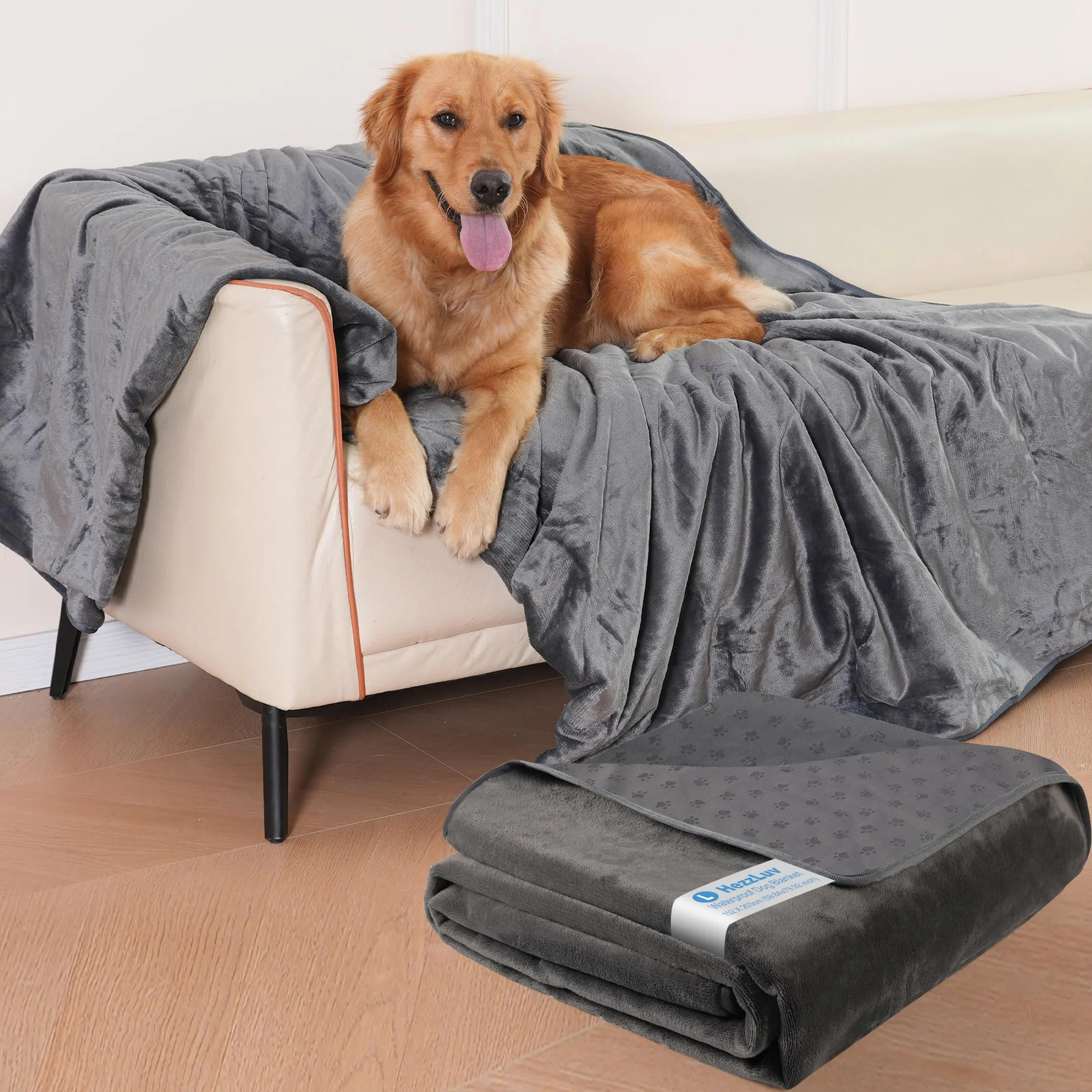 Couverture Imperméable pour Chien 152x203 cm, Plaid en Flanelle Lavable Antidérapant Protecteur de Meubles