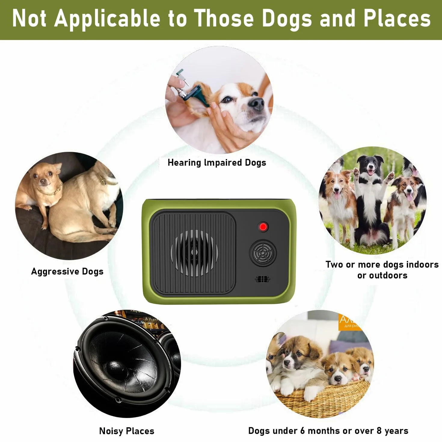 Appareil Anti-aboiement à Ultrasons Rechargeable pour Chiens Petite Moyenne Grand Taille Intérieur Extérieur