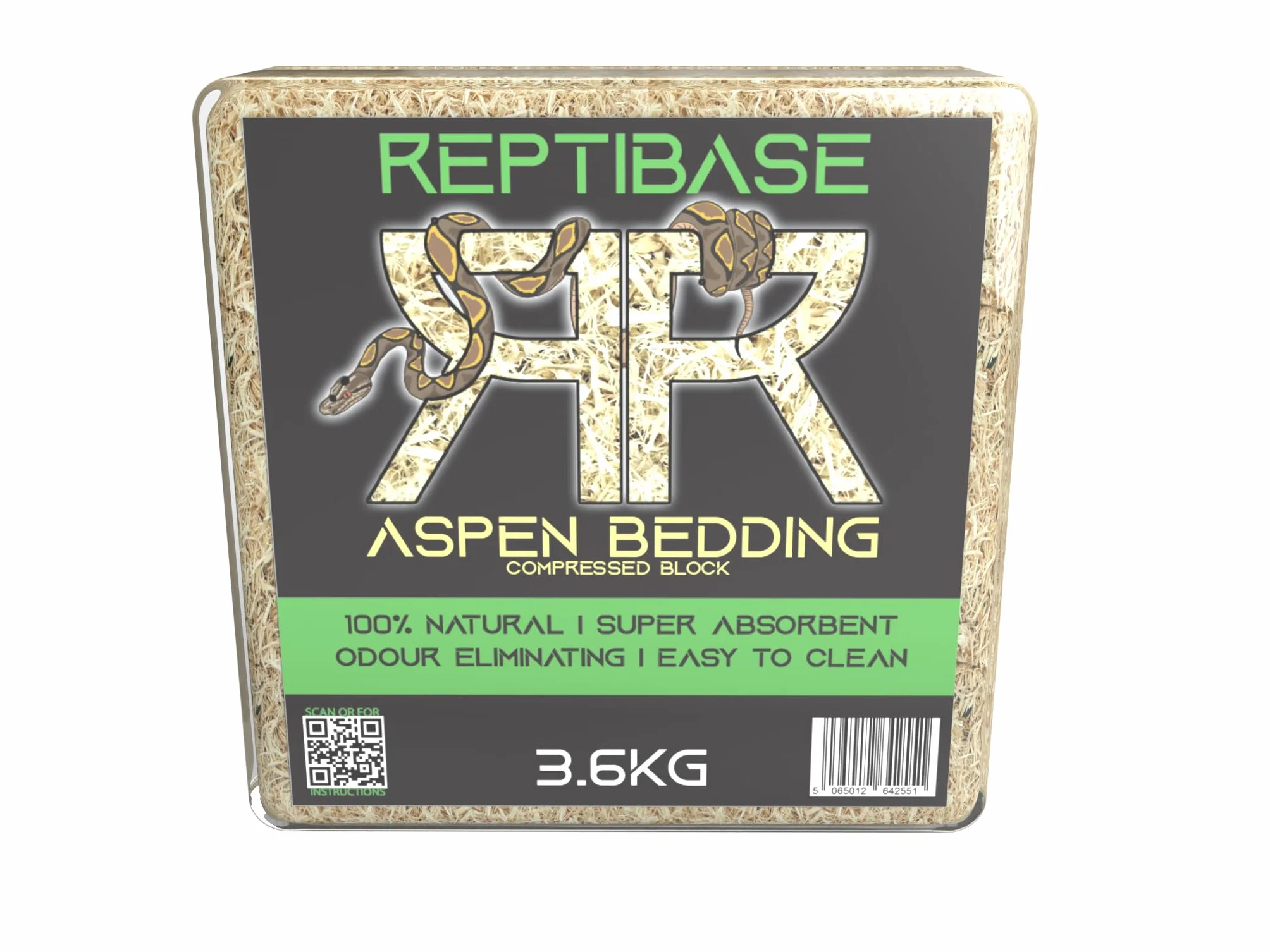 Retics & Reptiles Aspen Bedding ReptiBase | Literie super absorbante | 100 % naturelle | Facile à nettoyer | Élimination des odeurs | Convient pour reptiles, mammifères et amphibiens 60 litres (3,6 kg