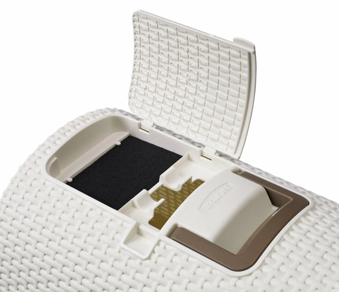 CURVER Maison de Toilette pour Chat - Bac à Litière Fermé - Compartiment Inférieur Amovible pour Un Nettoyage Facile - Pelle à Litière et Tapis de Sol Inclus - Dimensions : 51 x 39 x 40 cm - Ivoire