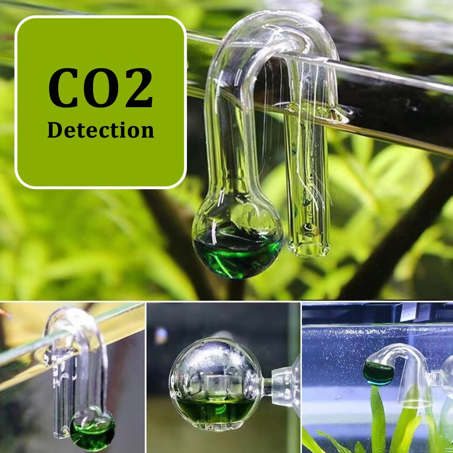Drop Checker CO2 3 Pièces avec Ventouse Testeur CO2 pour Aquarium d'Eau Douce
