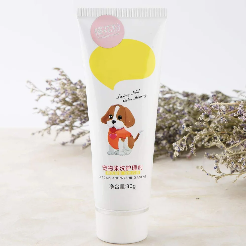 Haofy Gel Teinture Poils Chien 80g Pâte Colorante Poils Blancs Teinture Temporaire Chiens Chats Couleur Vive Rose