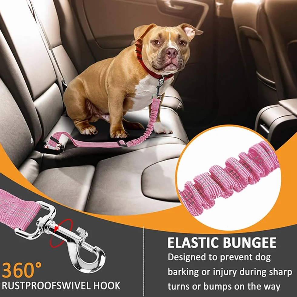 Laisse Élastique Réglable Ceinture Sécurité Voiture Chien Harnais Ajustable Protection Automobile Animaux Compagnie Nylon Résistant Boucle Robuste