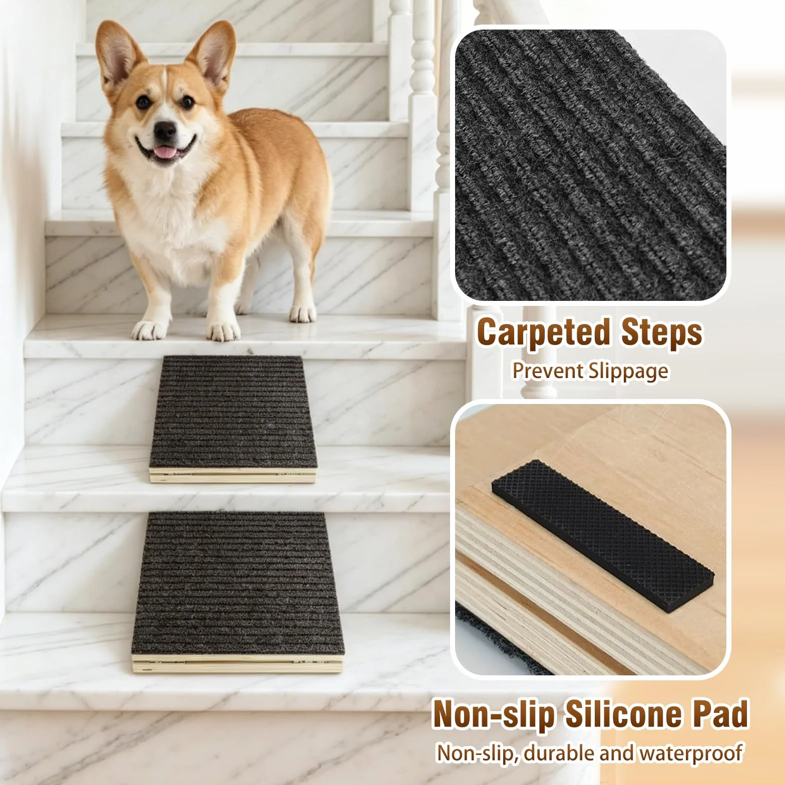 Rampe Chien, Escalier pour Chien Voiture Pliable, Antidérapant Et Sécurisé, Pas Besoin D’Assemblage, Rampe pour Animaux aux Pattes Courtes, Agés Ou Blessés