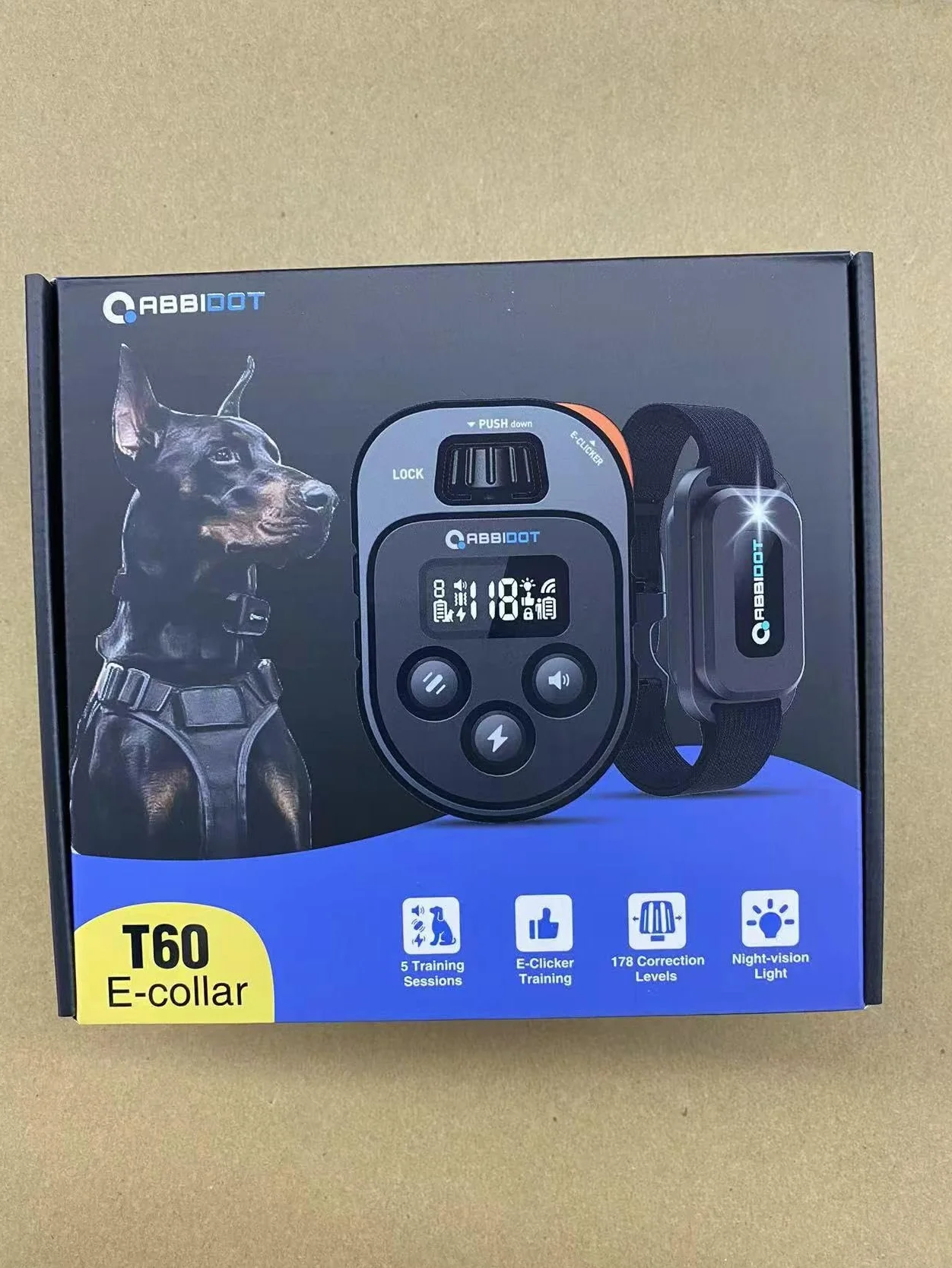 ABBIDOT Collier de Dressage pour Chien - Portée de 3.2 Km, 3 Veilleuses, 178 Niveaux avec 4 Modes, Clicker électrique, Collier électrique Rechargeable pour Petits et Grands Chiens (Noir, 1 Collier)