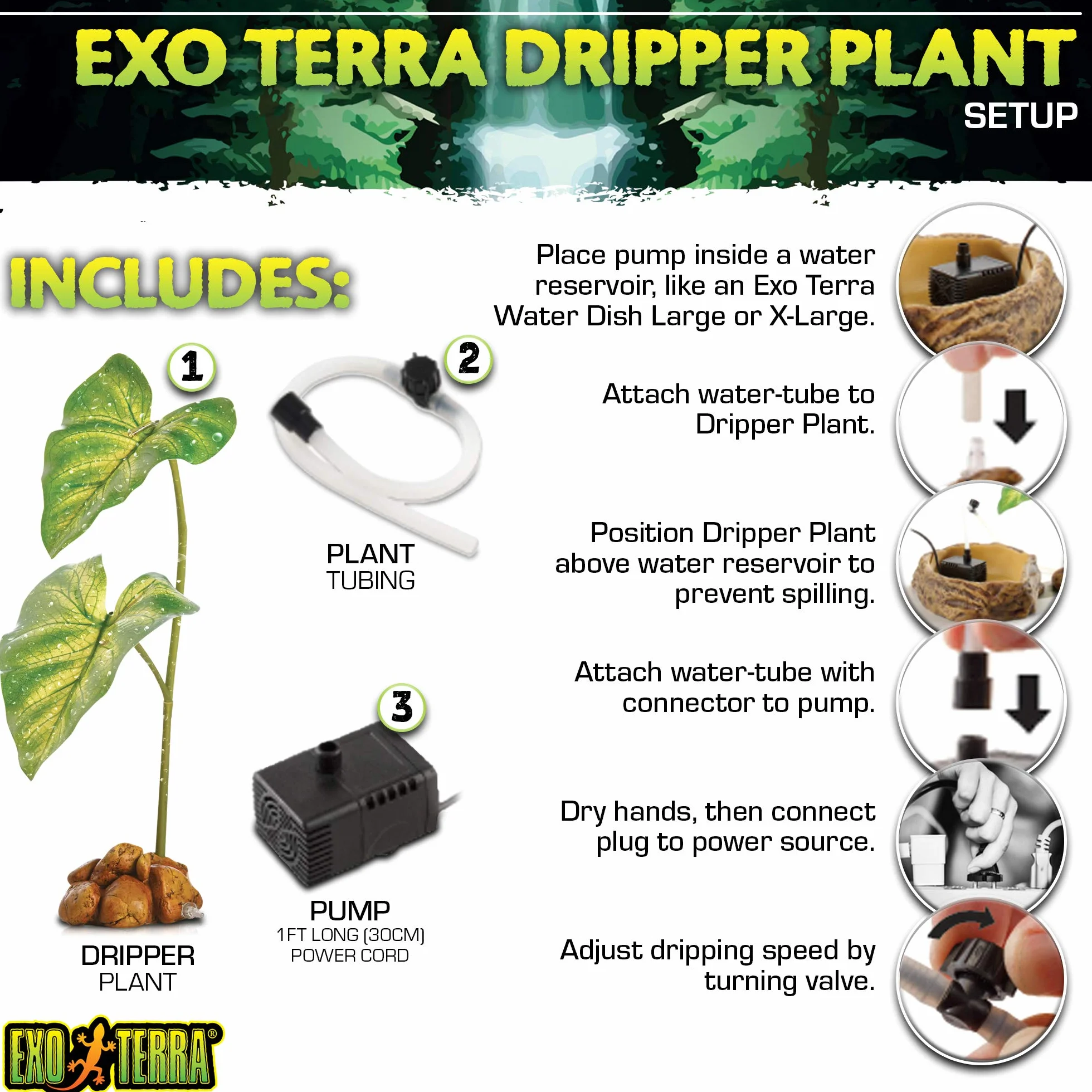 Exo Terra Water Dripper Plante de Décoration pour Reptile/Amphibien Taille L
