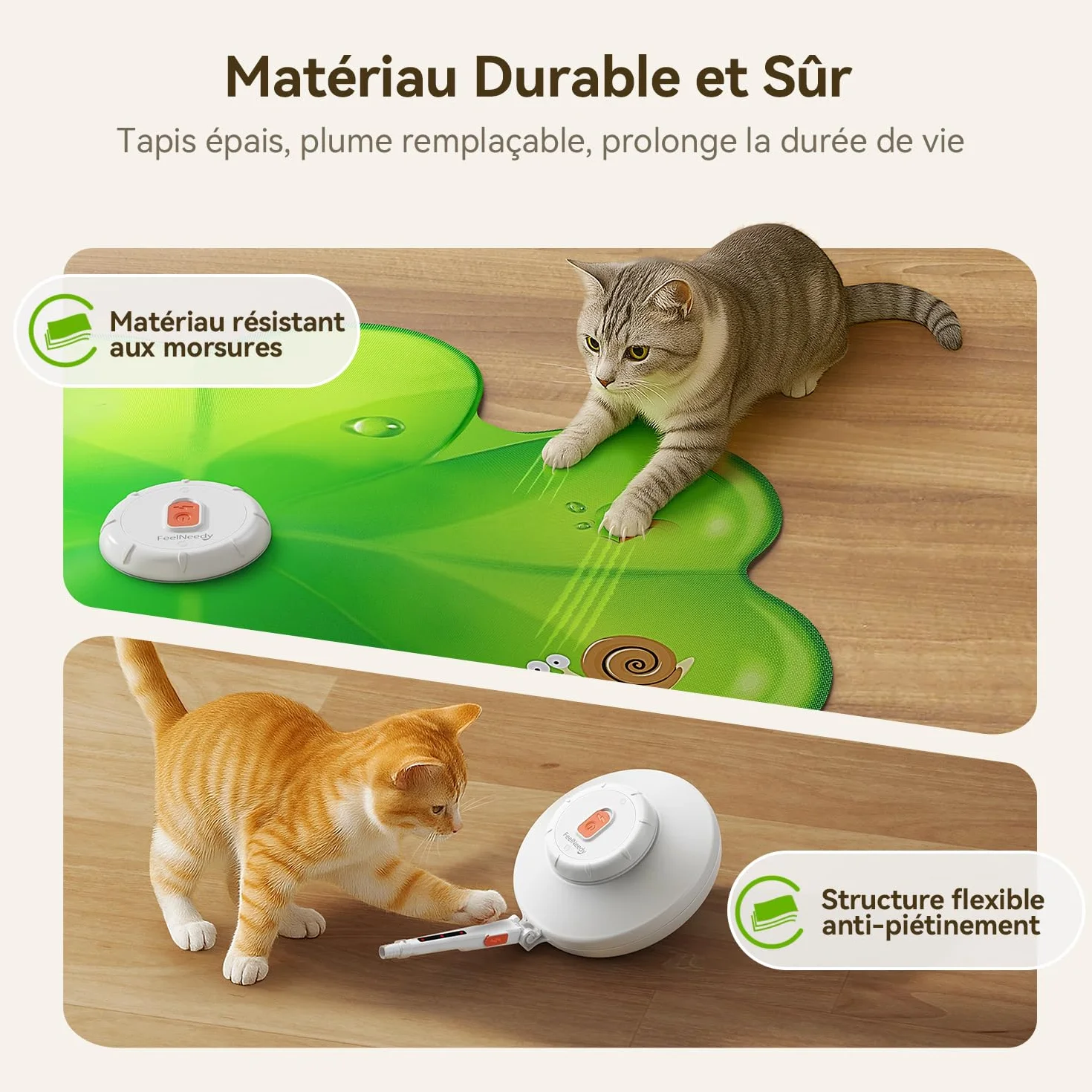 FEELNEEDY Jouet Chat Interactif Rechargeable avec Point Rouge LED et Plumes Mobiles Dissimulées
