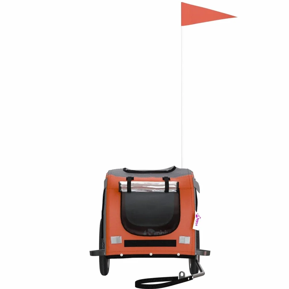 Remorque de Vélo pour Chien, Chariot Transport pour Animaux de Compagnie Orange et Gris 125x64x66 cm