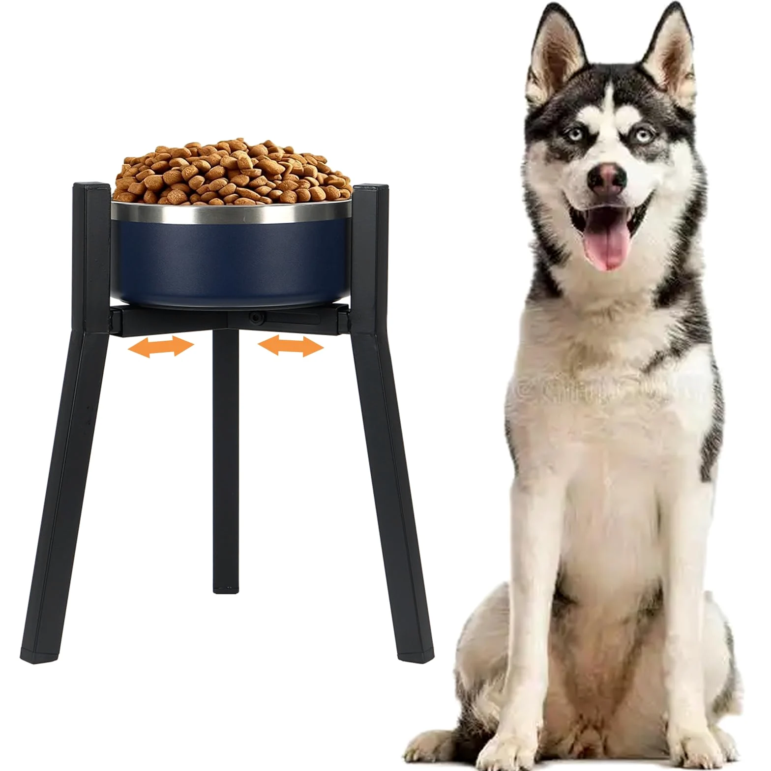 Support Gamelle Chien Surélevé, Réglable en Largeur, Gamelle Surélevée pour Chien, Convient aux Bols de 17 à 27 cm, Hauteur 24 cm（sans gamelles）
