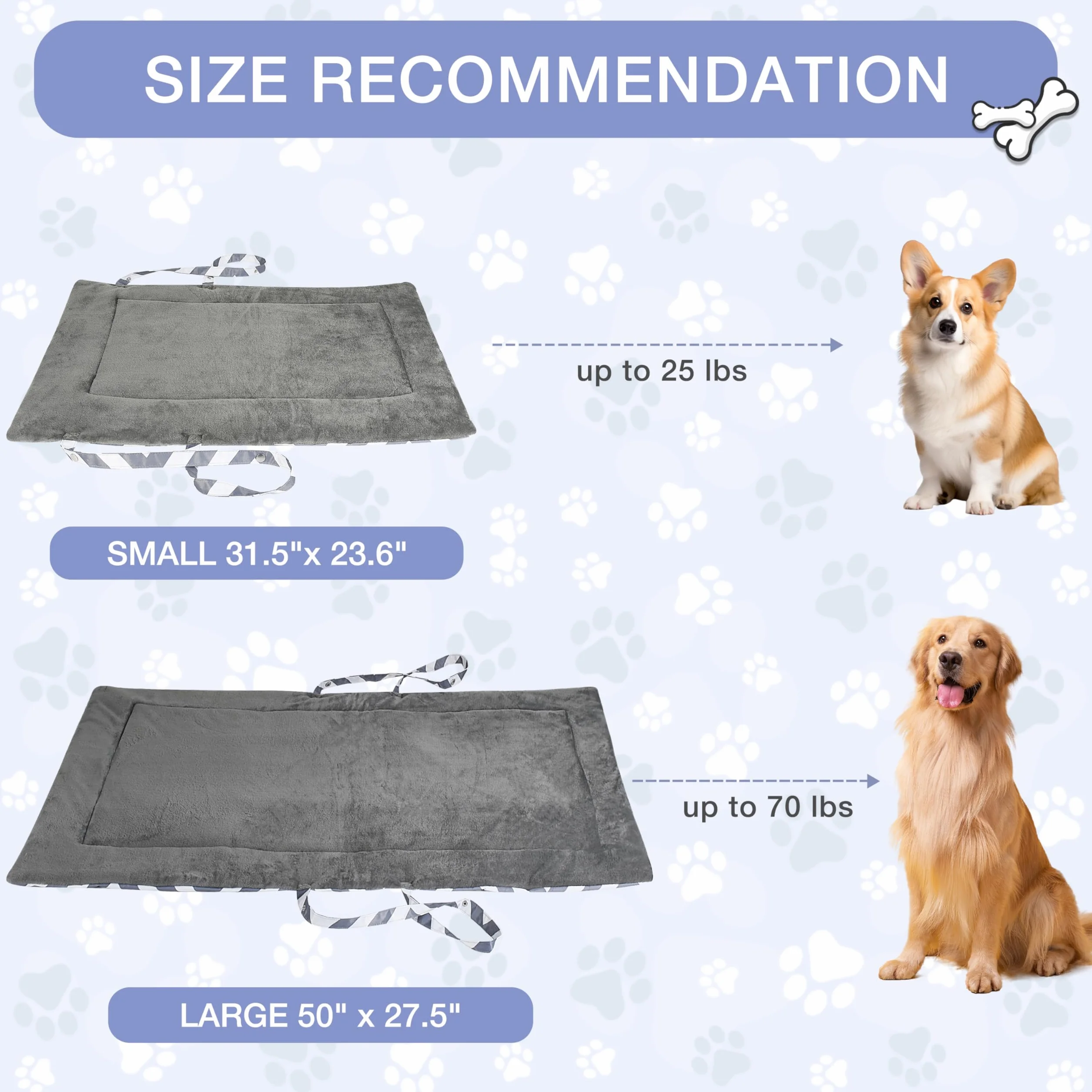 Pawsse Couverture imperméable pour chien 80 x 60 cm Tapis d'extérieur lavable Pliable Voyage