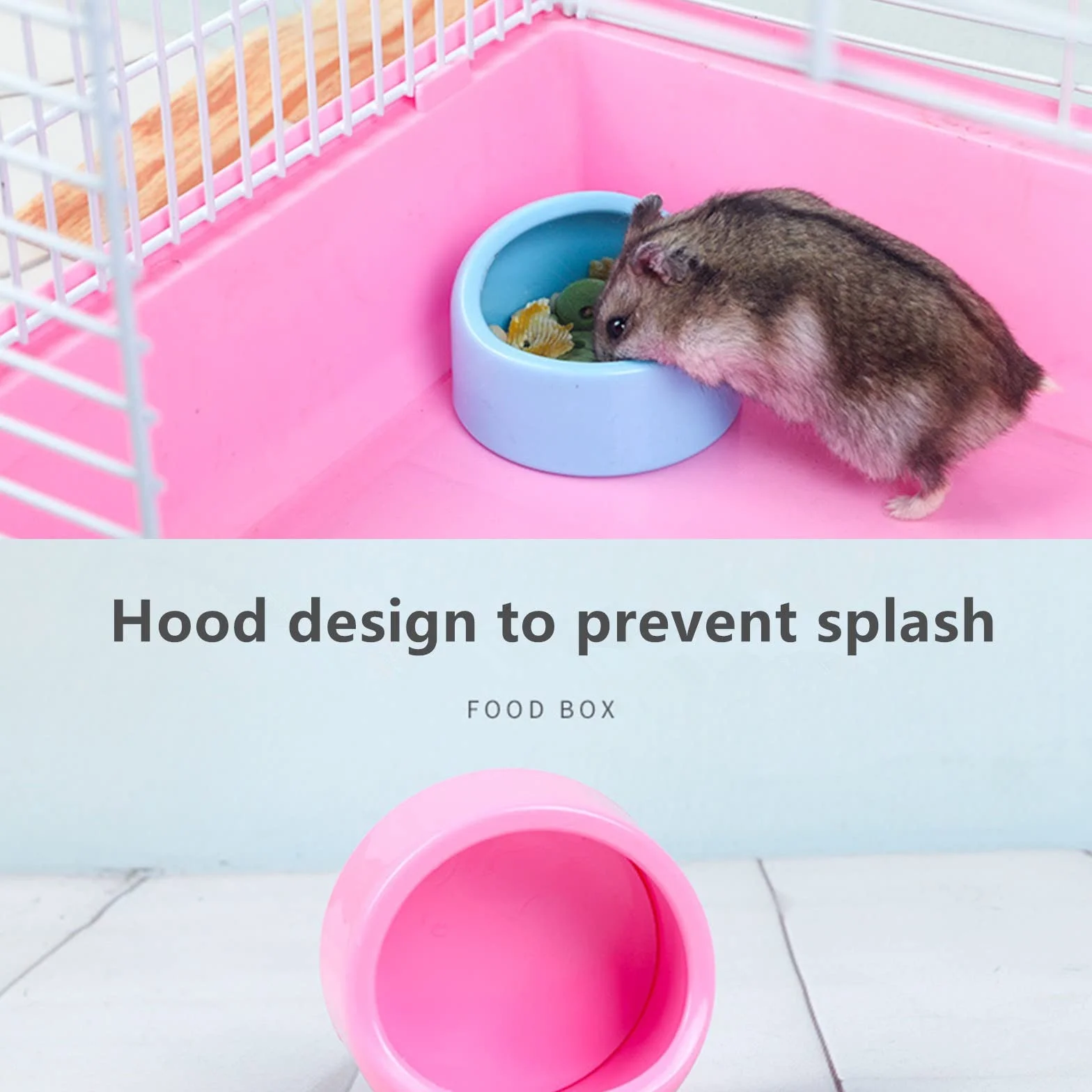 Gamelle pour Hamster Bols Anti-Morsure 2 Pièces Bleu et Rose