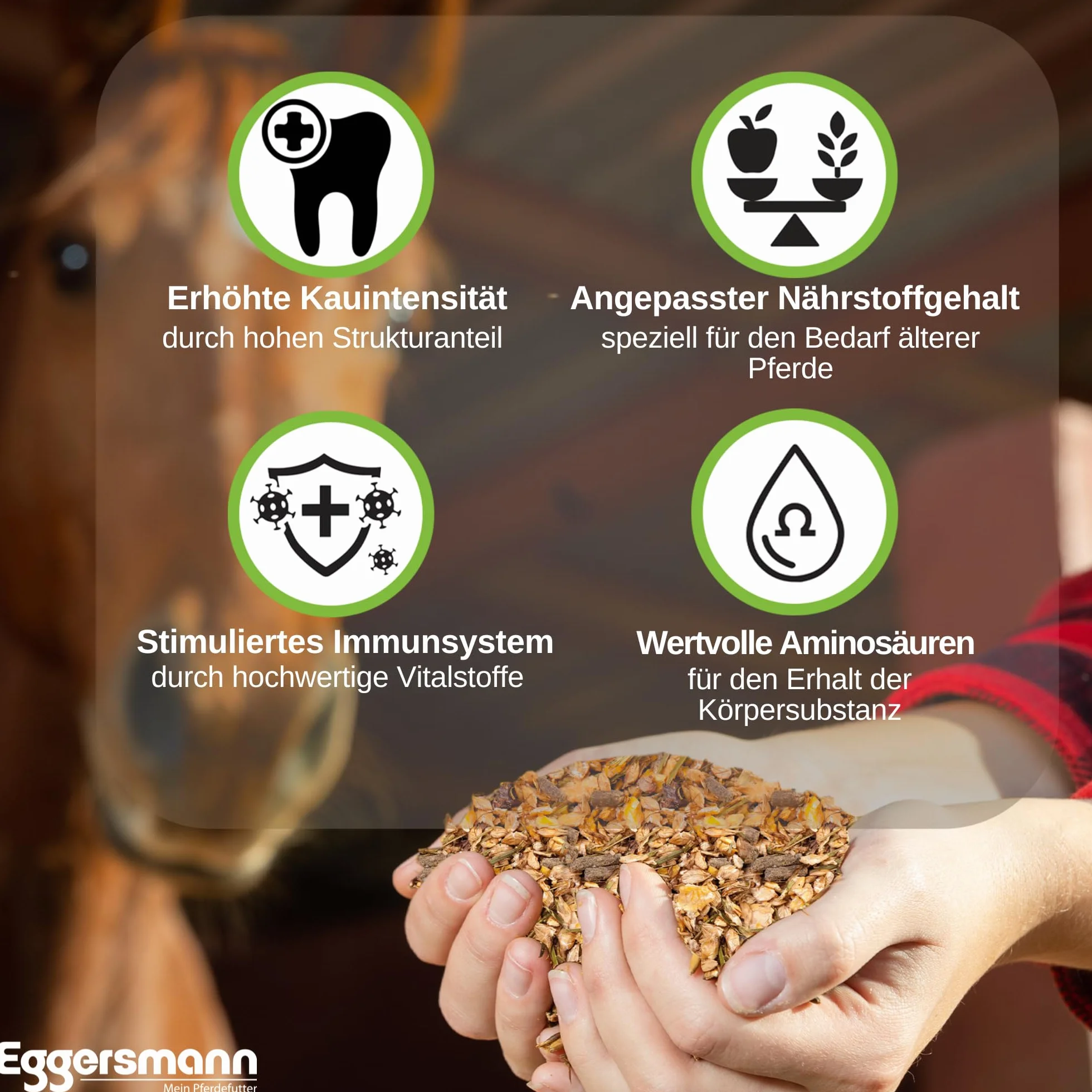 Eggersmann EMH Senior Sac de céréales pour Chevaux âgés avec sélénium - Nourriture Naturelle