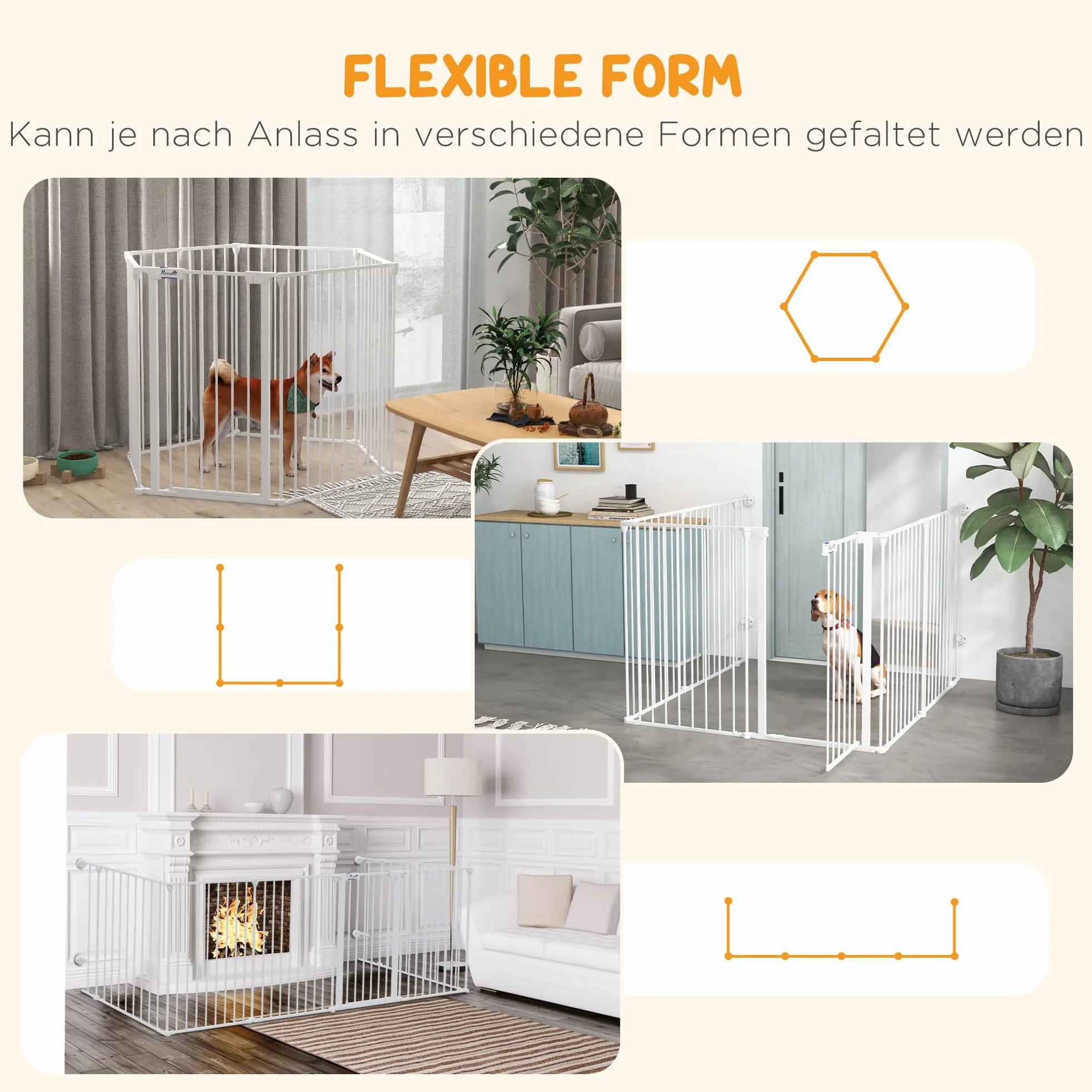 PawHut Enclos pour chiots pliable 90 cm barrière 6 panneaux acier blanc