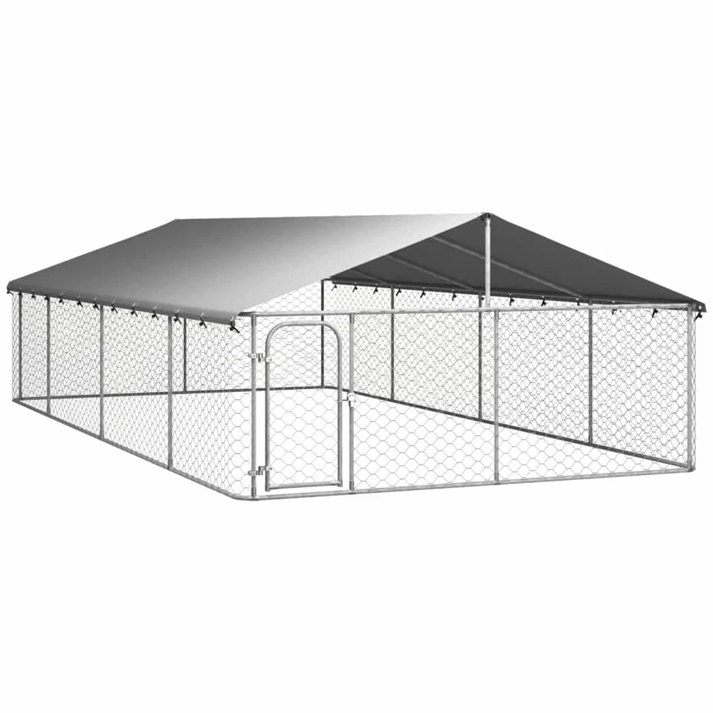 Chenil d'extérieur pour Chien, Enclos Cage Métal avec Toit 600x300x150 cm