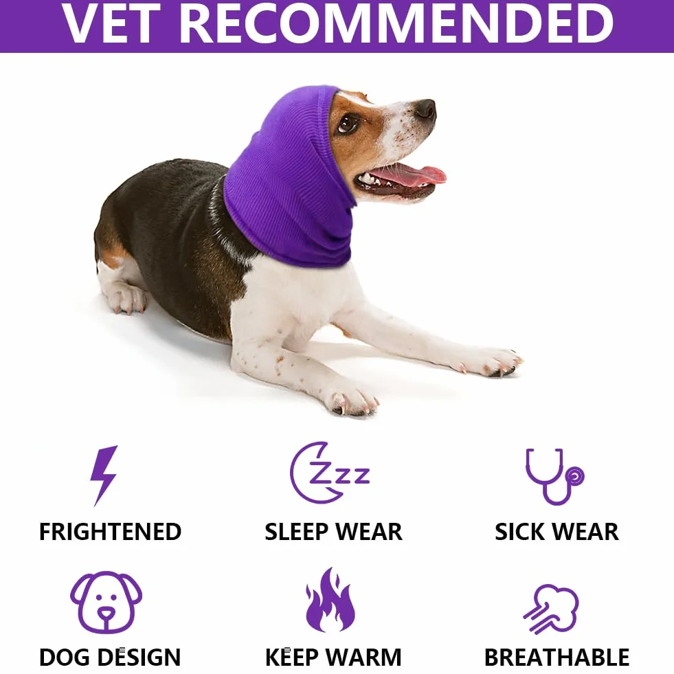 Cache-Oreilles Aomig pour Chiens - Snood Chaud Protection Oreilles Été/Hiver Violet