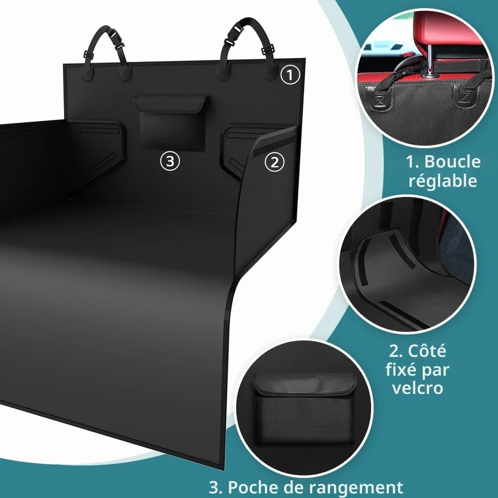 KYG Protection Coffre Voiture Universelle Imperméable pour Chiens avec Protection Latérale, 185x105x38cm Noir