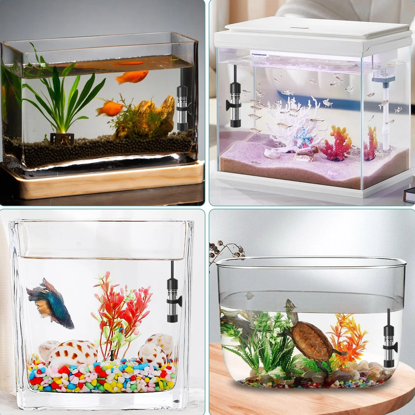 10W Chauffage Aquarium USB Ultra Mini, Chauffage Réglable Compact pour Petits Aquariums 1-10L, avec Régulateur Externe, Chauffage pour Betta et Ronds à Poissons