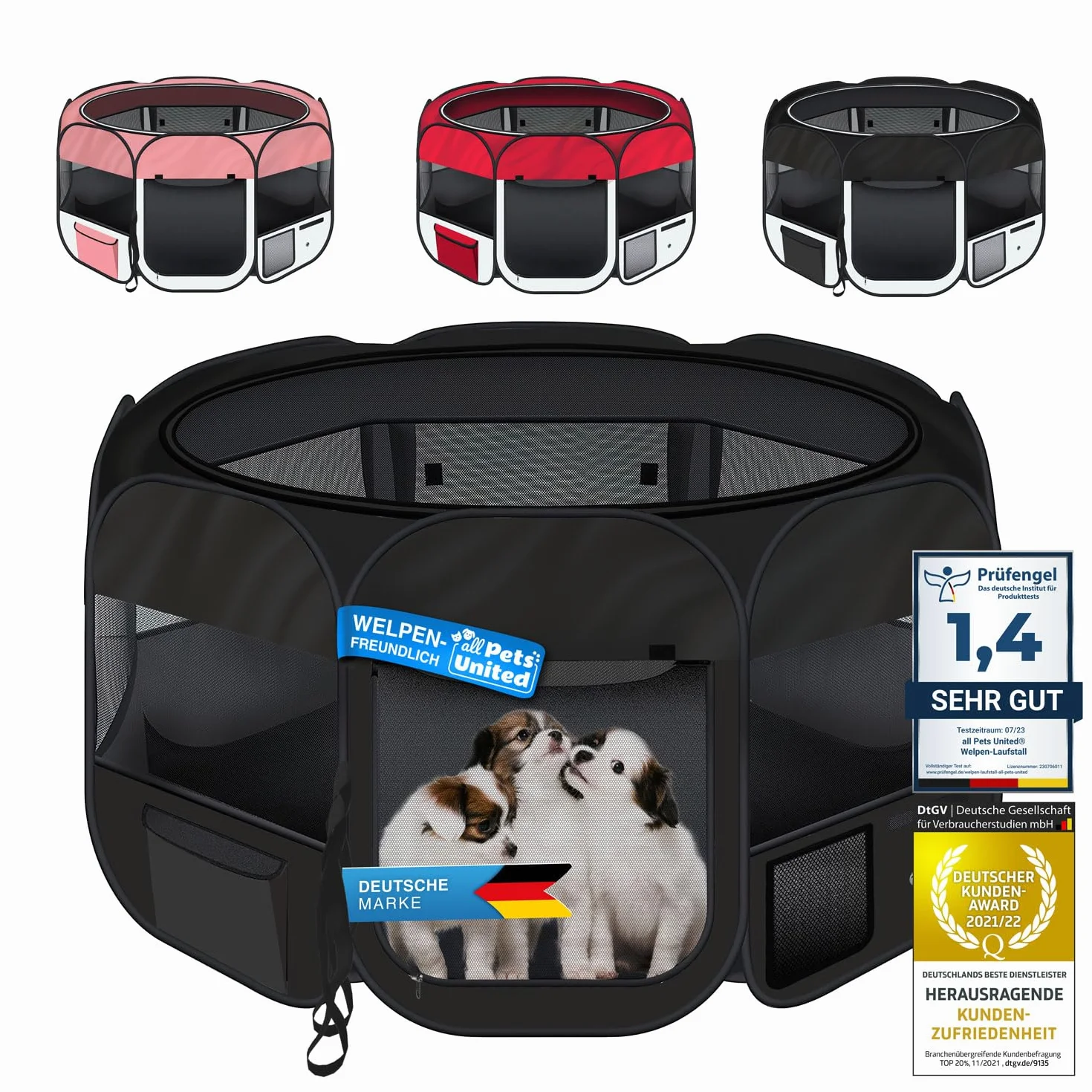 Parc pour Chiots XXL pour Chiens Chats Lapins Intérieur Extérieur Noir