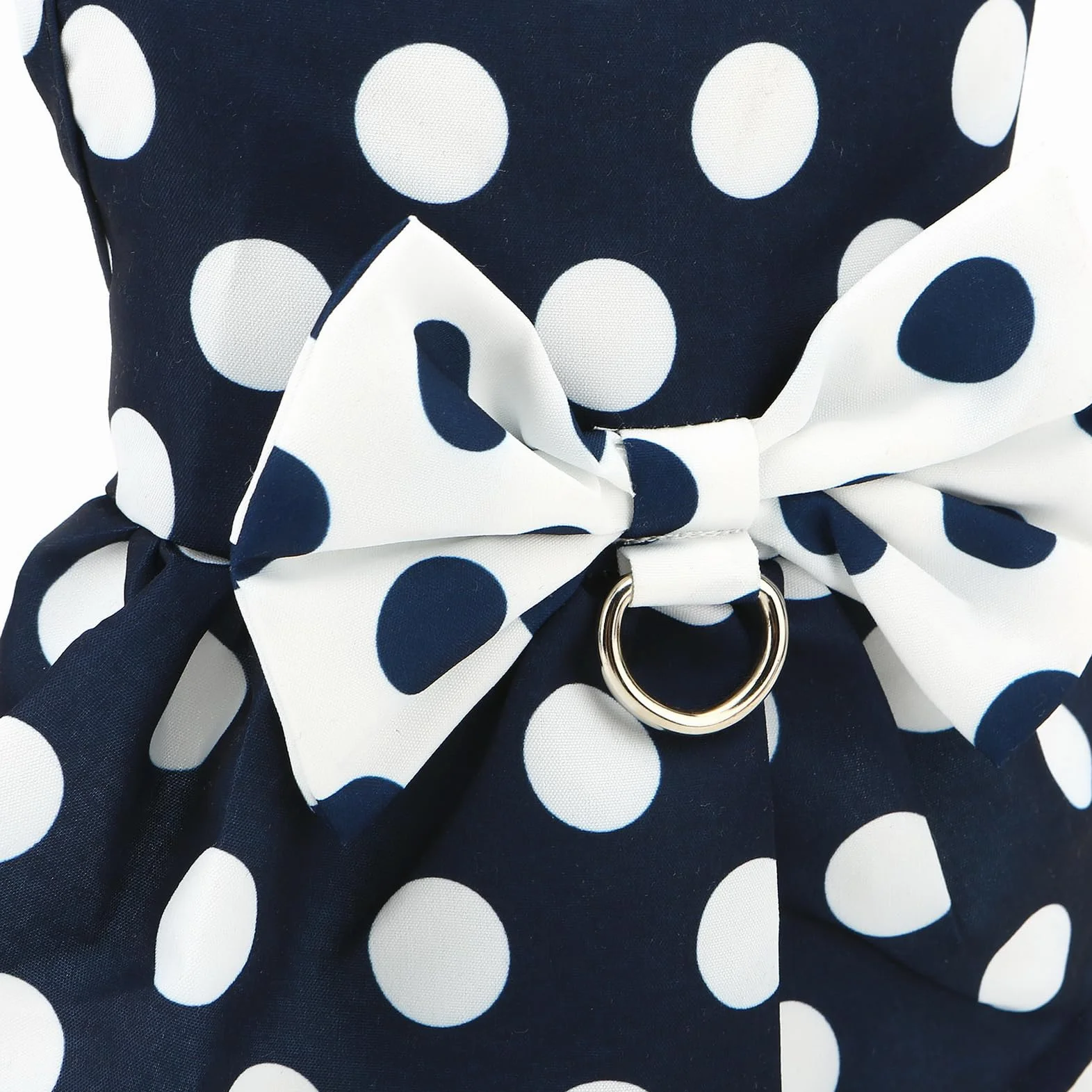 Robe harnais à pois pour petit chien et fille avec anneau en D et nœud – Vêtement respirant pour chihuahua, yorkshire, chat